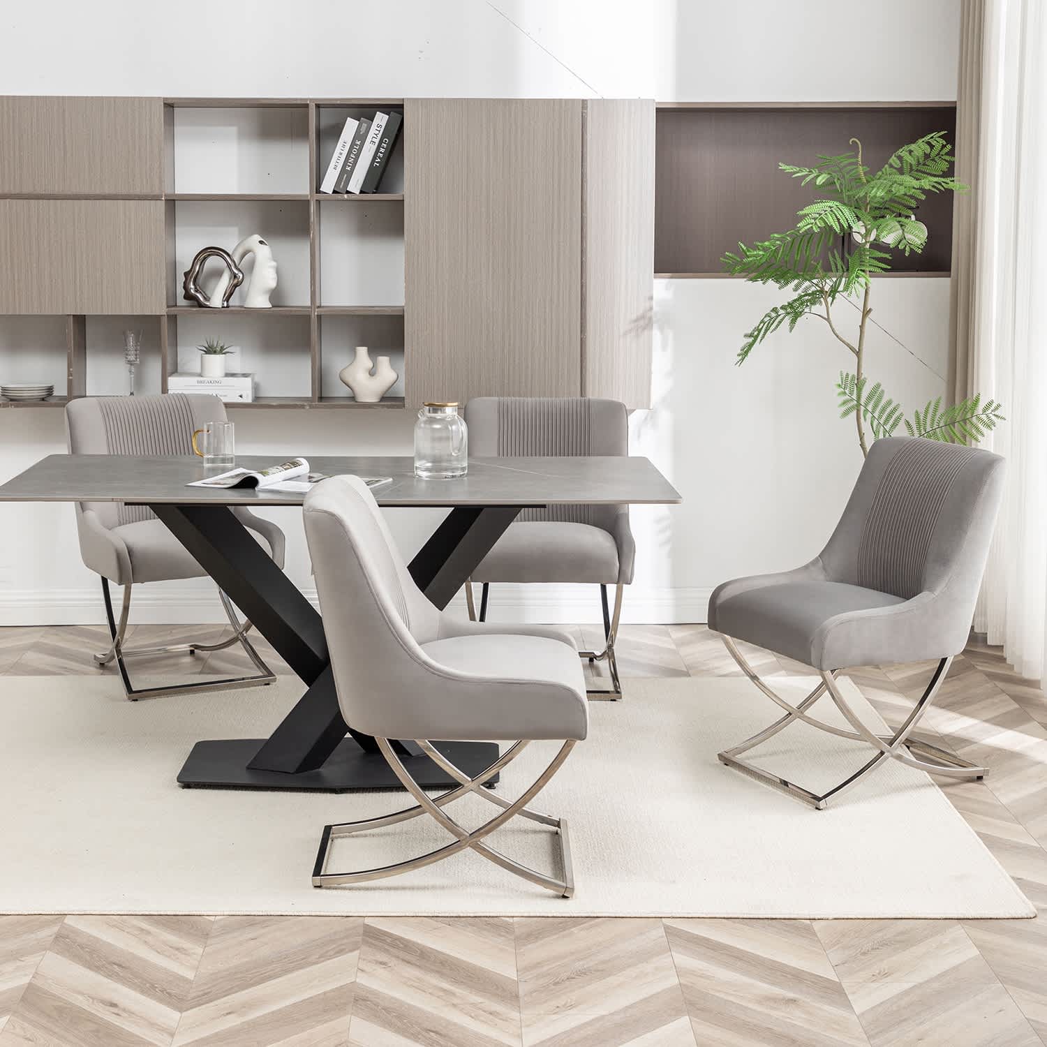 SEYNAR XY733-GREY-S4 Dining-Chairs - View #3