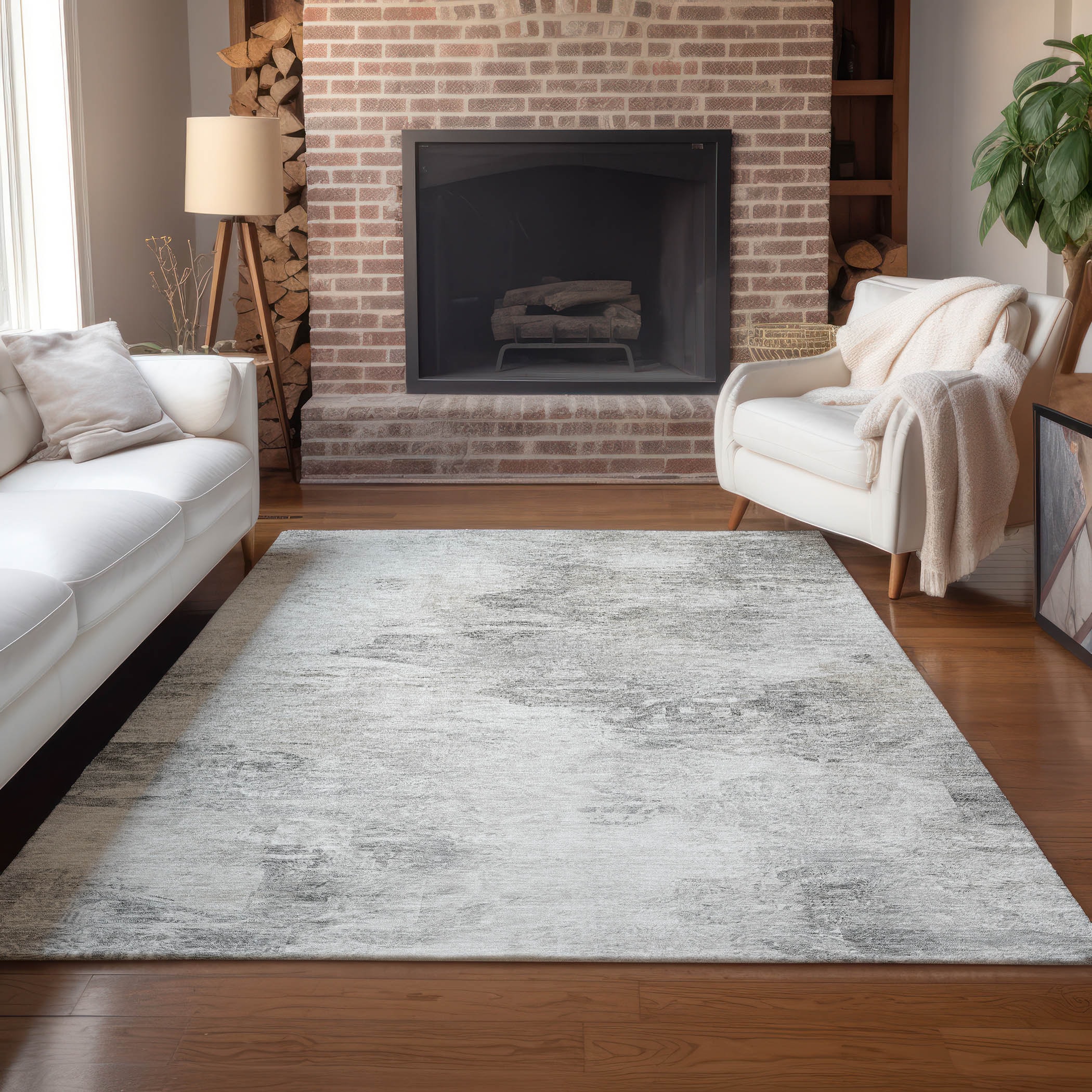 Addison Rugs ACN592SV30X46 Chantille ACN592SV 2 x 3 (ft) Polyester Silver Rectangular Indoor/Outdoor Abstract Machine washable Area rug
