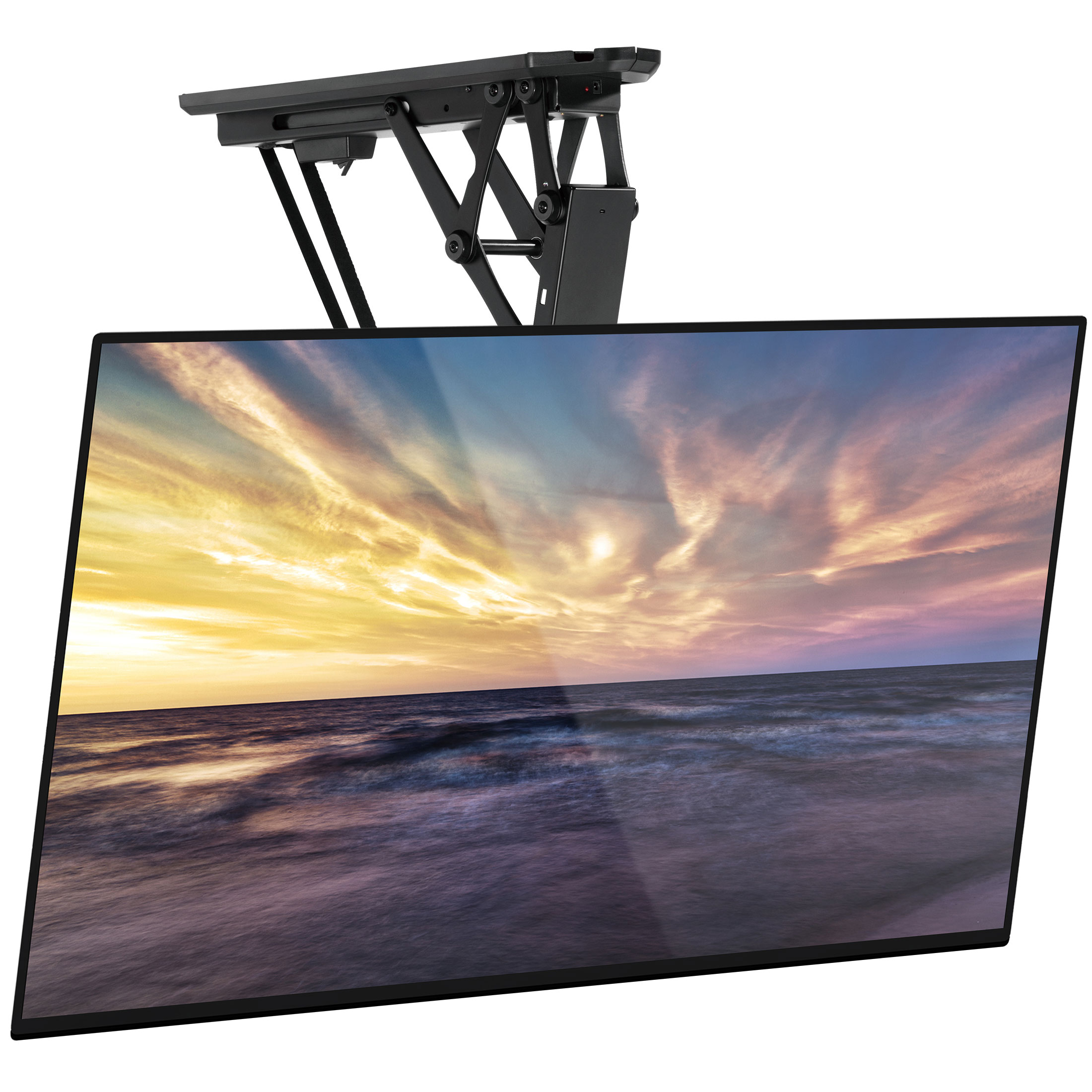 Motorized Black Steel Ceiling TV Mount for 32-70 Inch Screens