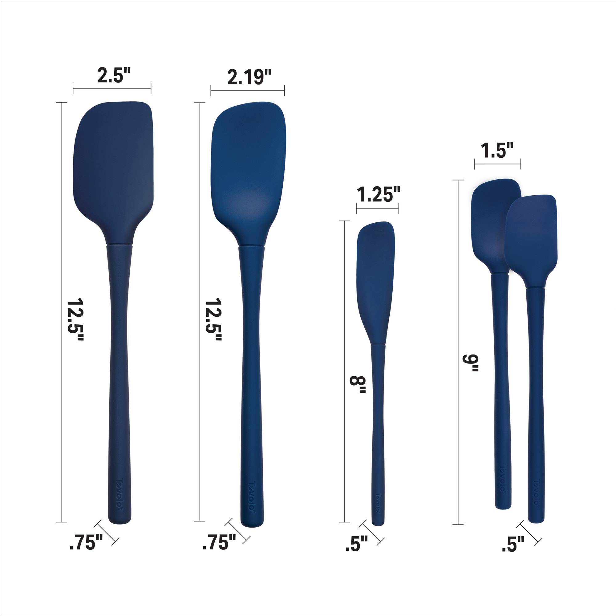 Tovolo Flex-Core® All Sili S/2 Mini Spatula & Spoonula Deep Indigo - Spoons  N Spice