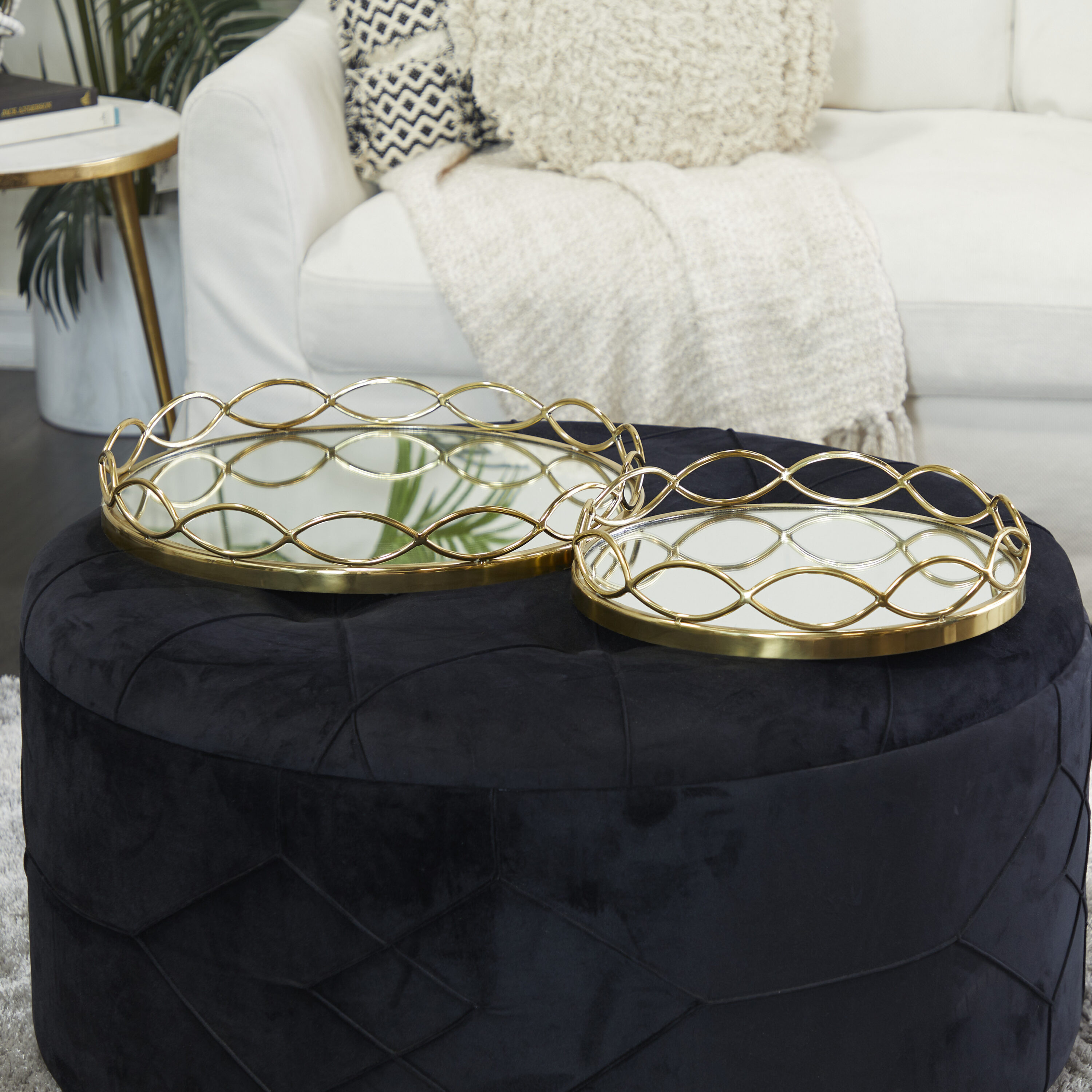 Grayson Lane 59232 2 -Pack Gold Stainless steel Modern Decorative tray