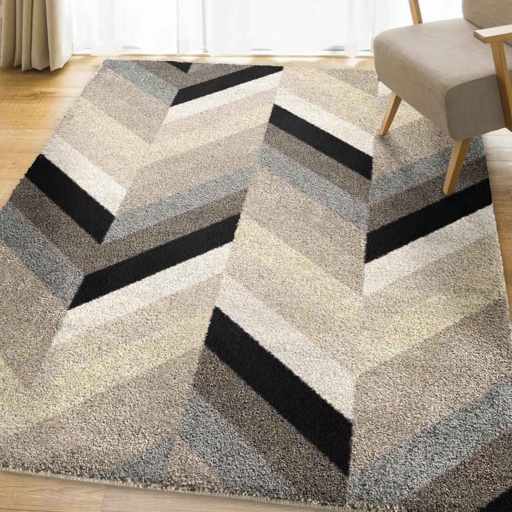 Orian Rugs Super Shag Glass Chevron 8 X 11 (ft) Indoor Geometric Mid ...