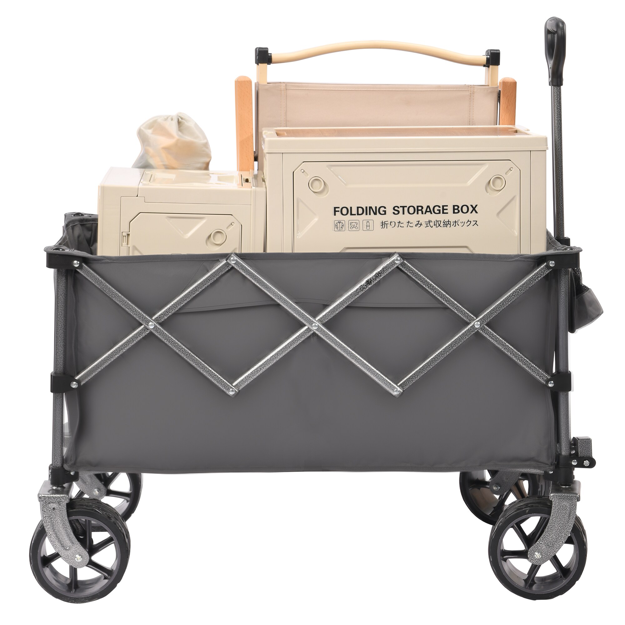 Zyerch Portable 400L Collapsible Wagon Folding Wagon Cart