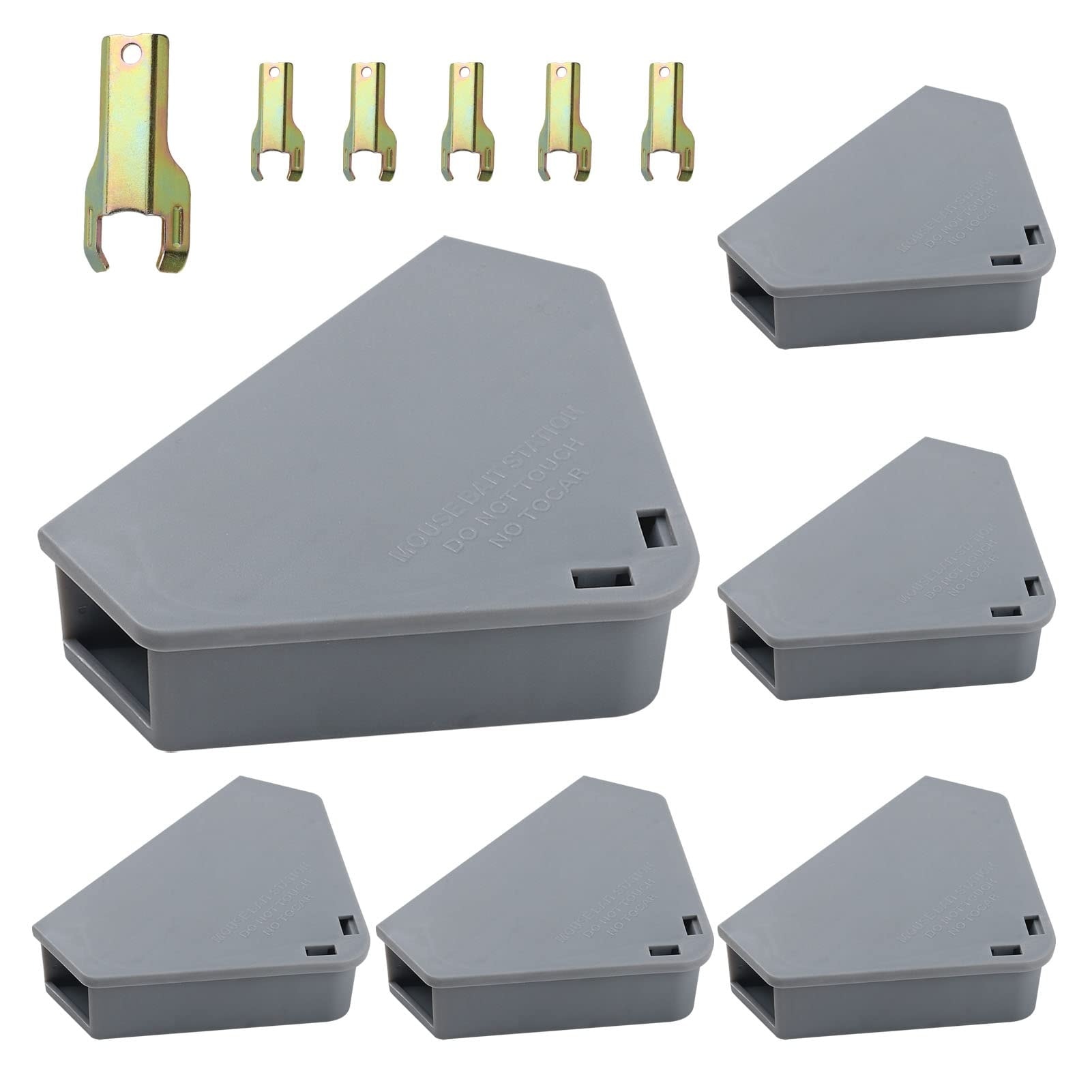 ITOPFOX  Mouse Station 6 Pack with Keys Child and Pet Safe Tamper Proof Mice Control Box Reusable Weatherproof Indoor Outdoor Use Black