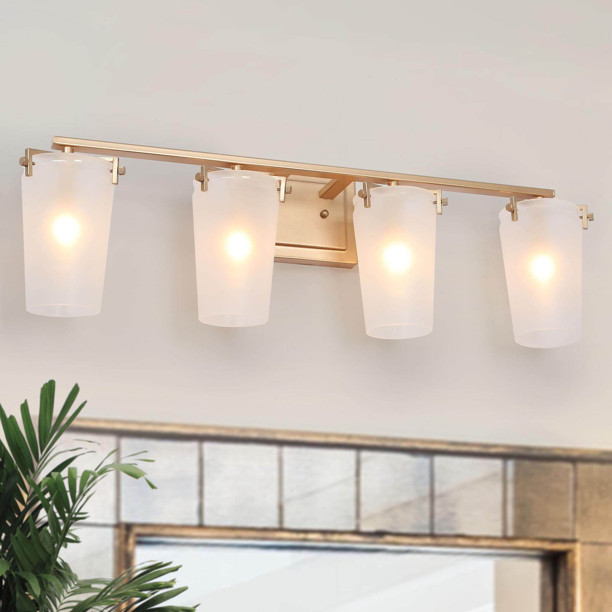 Uolfin UJB3UF-LWS24707-27 6.5-in 4 -Light Matte Gold Farmhouse Vanity light