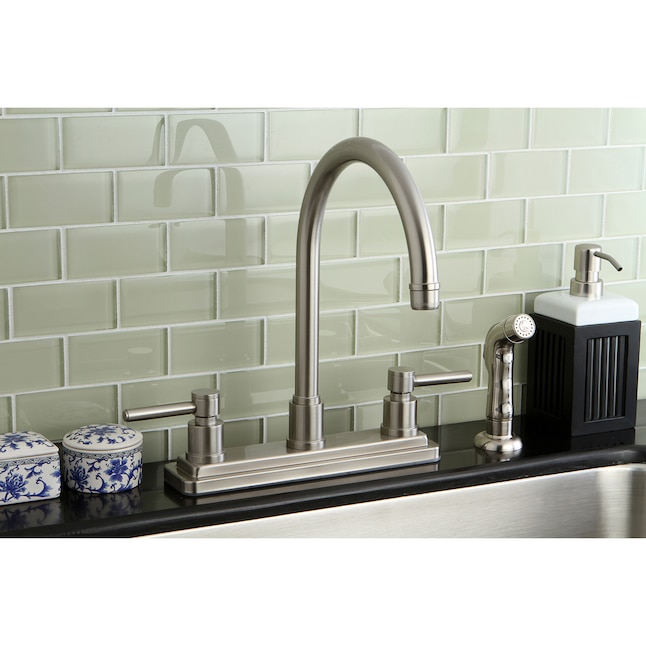 Elements of Design Concord Brushed Nickel 2-Handle Deck-Mount High-Arc Handle Kitchen Faucet (Deck Plate Included) Elements of Design Concord Brushed Nickel 2-Handle Deck-Mount High-Arc Handle Kitchen Faucet (Deck Plate Included)