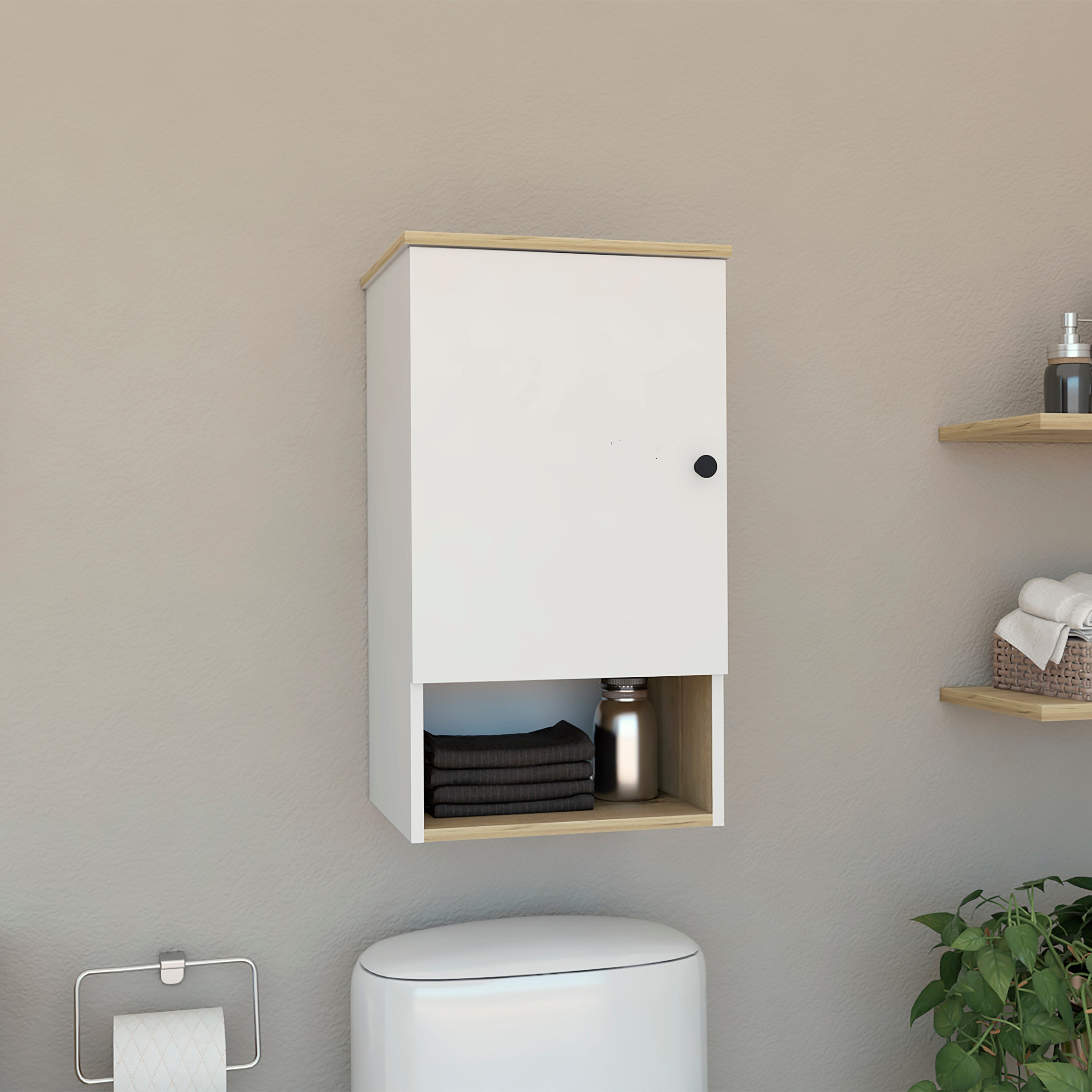 LOVMOR 13.8-in x 16.2-in x 28.5-in Multicolor Bathroom Wall Cabinet with Mirror and 2 Shelves and Soft Close Doors #SF-W-B070P188812