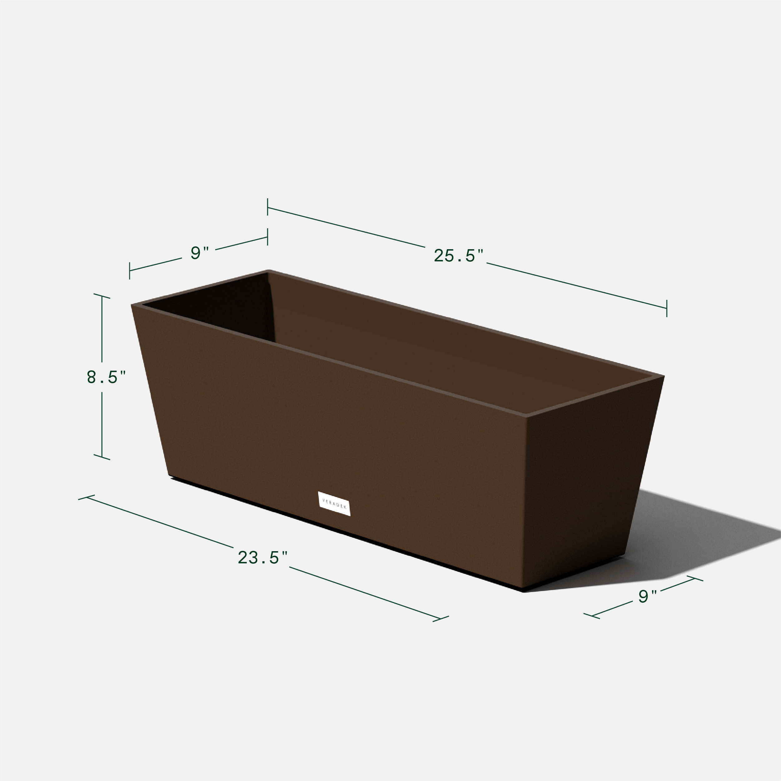 Veradek Rectangle 25.5-in W X 8.5-in H Brown Plastic Contemporary 