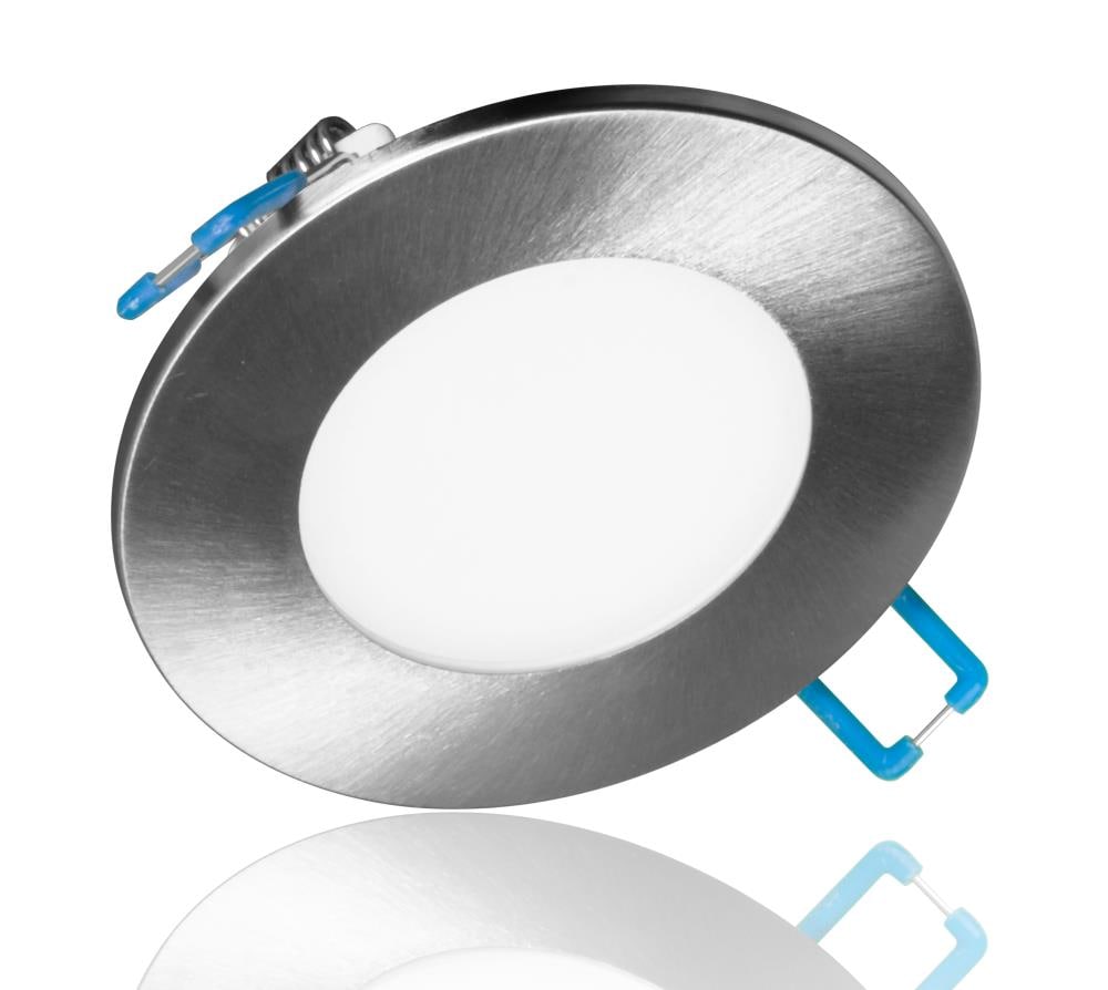 Nicor Lighting DLE321204KRDNK DLE3 Nickel 359 -Lumens Bright White Round Dimmable LED Canless Damp rated Recessed Downlight