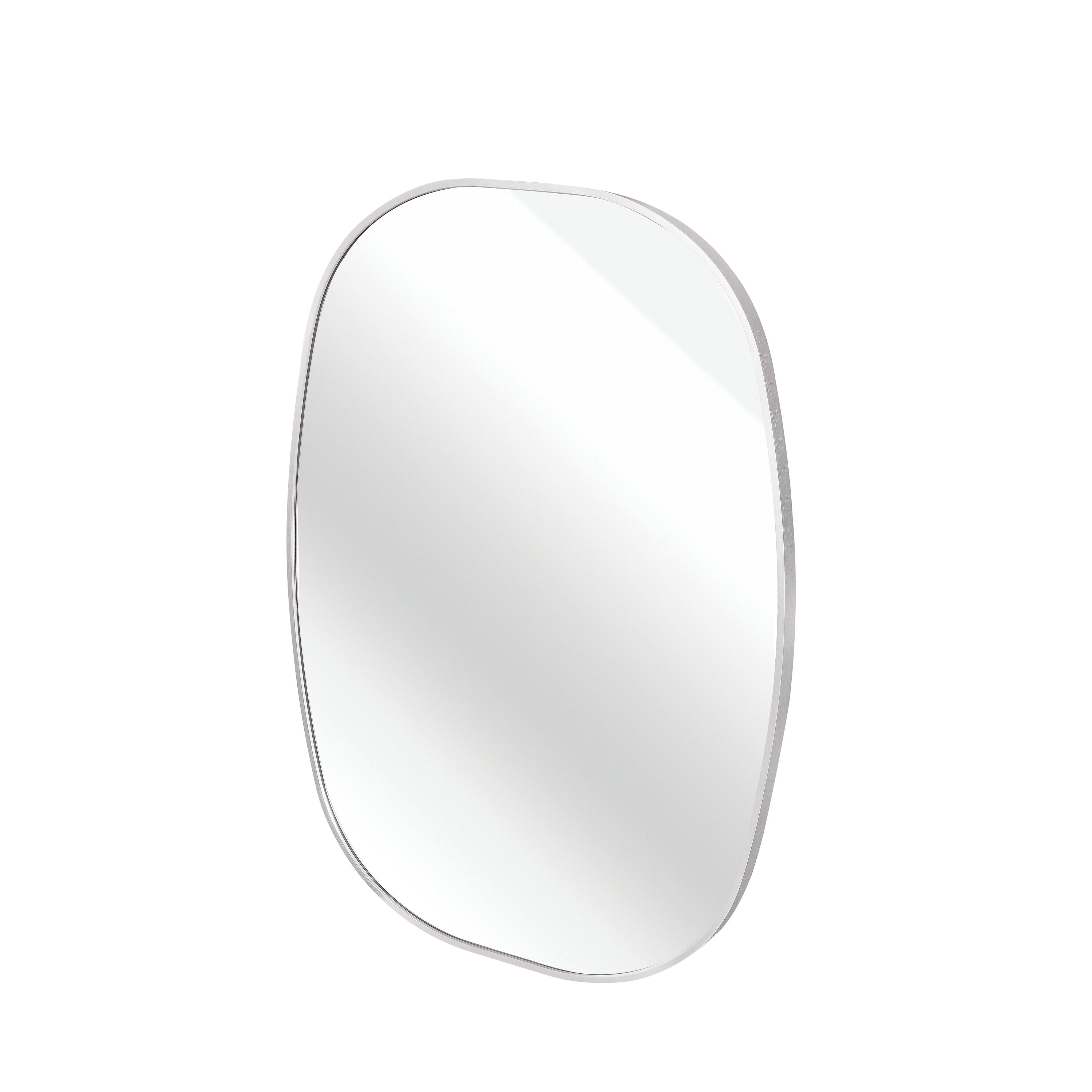 LIVACA 24 inch x 32 inch Silver Aluminium Framed Oval Vanity Bathroom Mirror with HD Glass for Distortion-Free Reflection