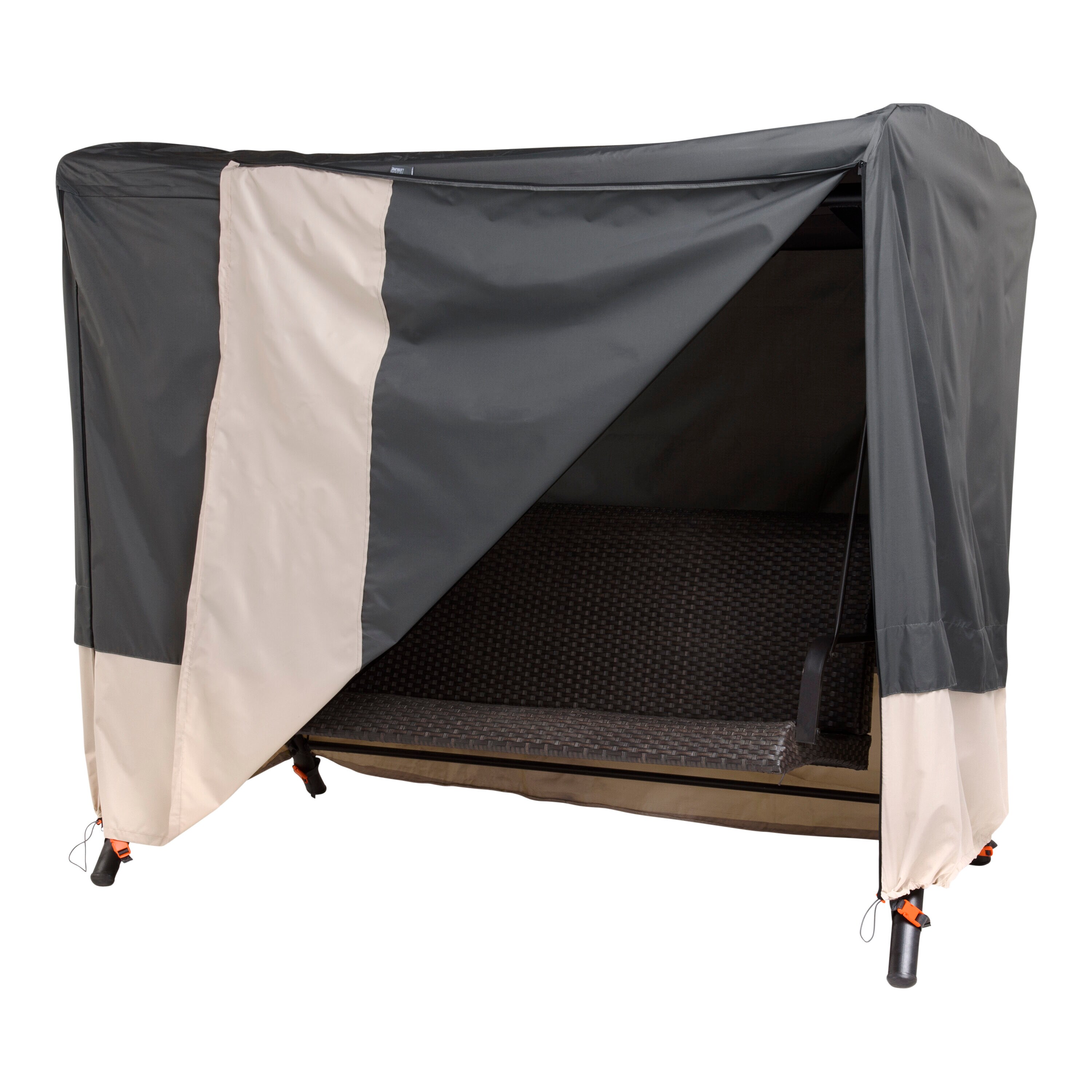 Gray Two-Tone Weather-Resistant Patio Swing Cover, 81"L x 52"W x 70"H