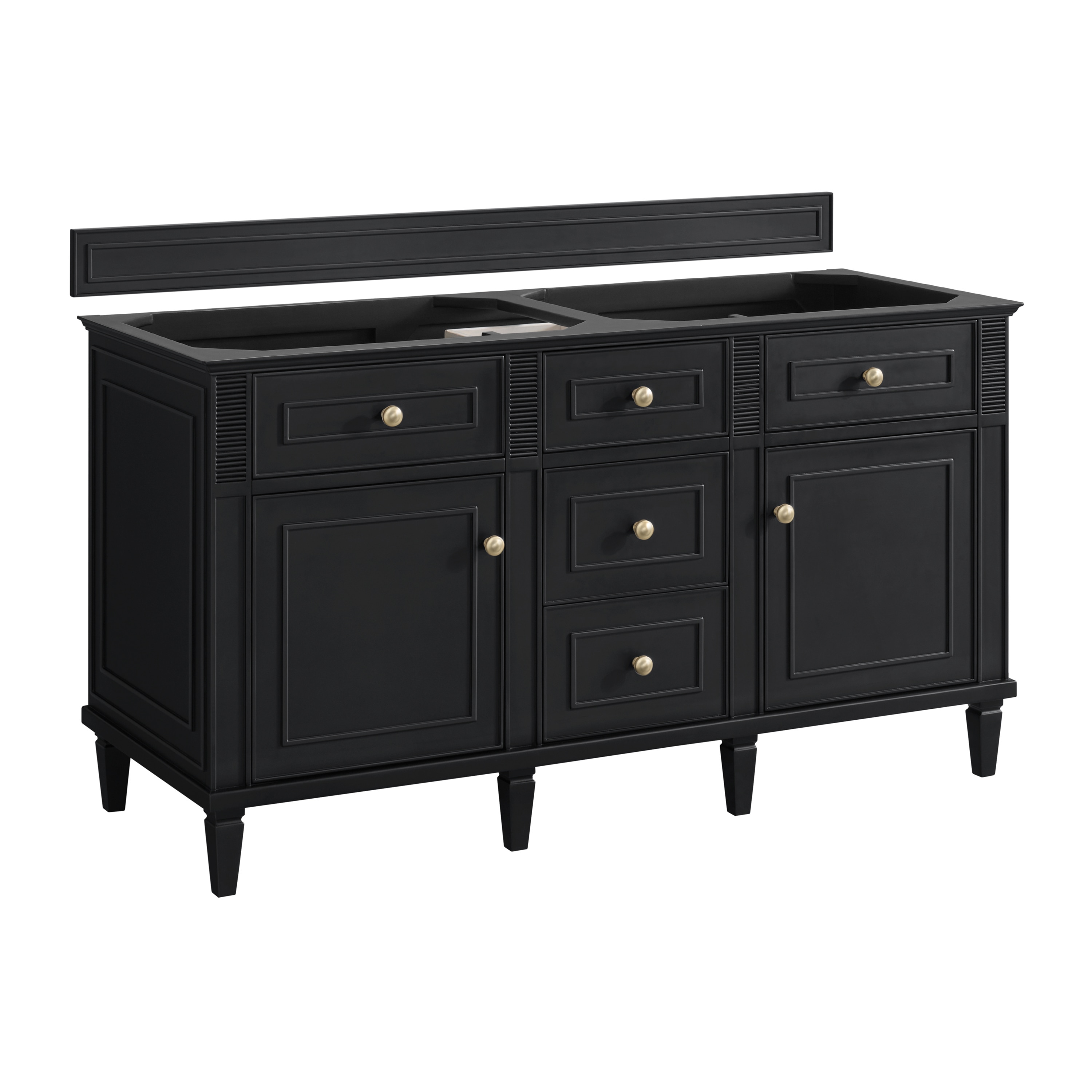 James Martin Vanities 424-V60D-M-BKO Lorelai 60-in Black Onyx Bathroom Vanity Base Cabinet without Top