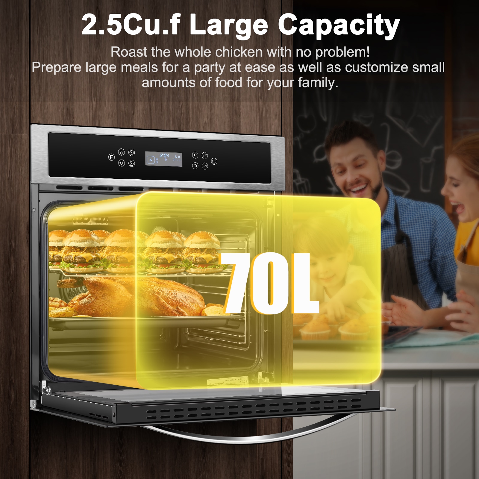 24-Inch Black and Stainless Steel Single Electric Wall Oven