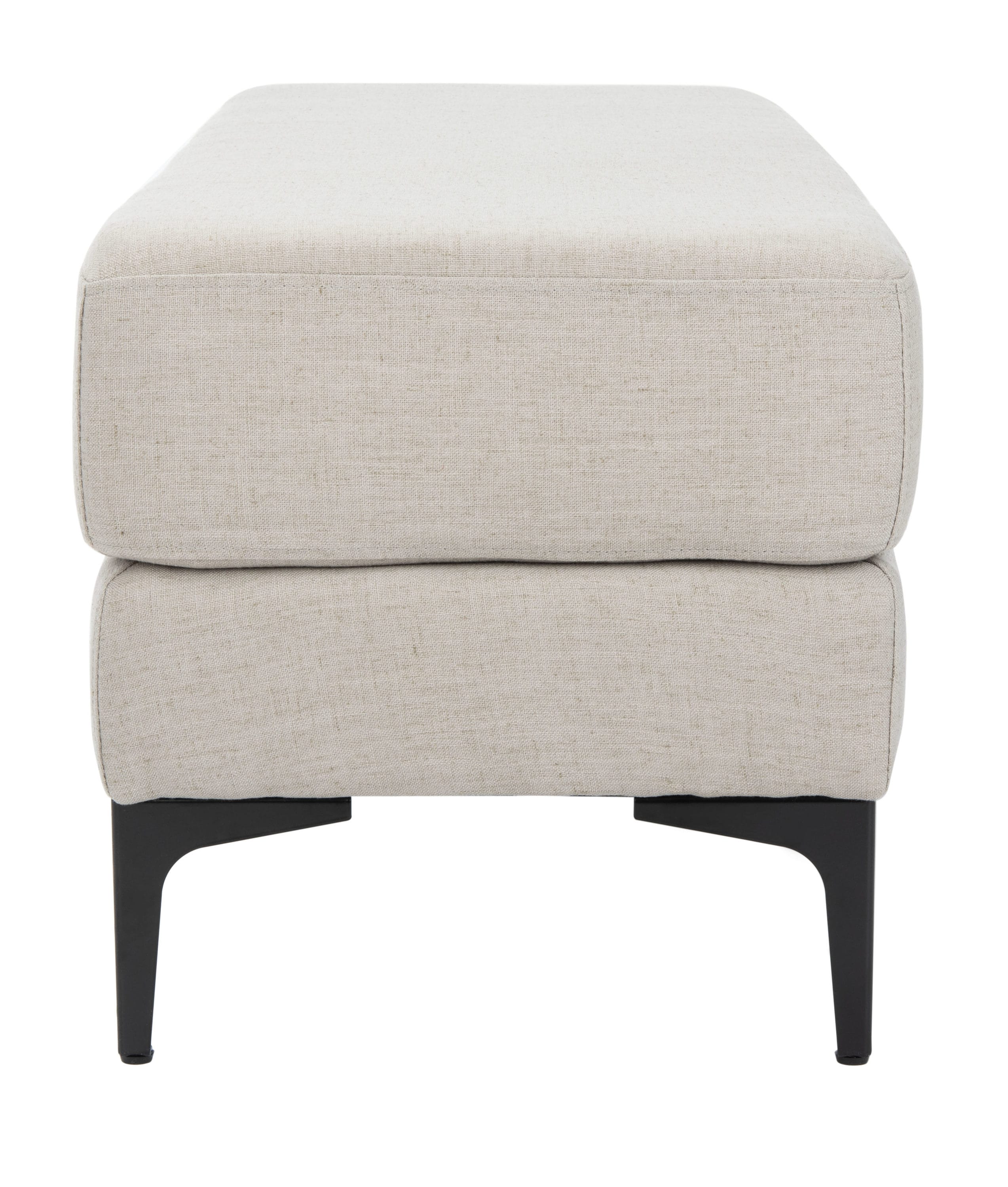 Elsie Transitional Light Grey Linen and Black Wood Bench