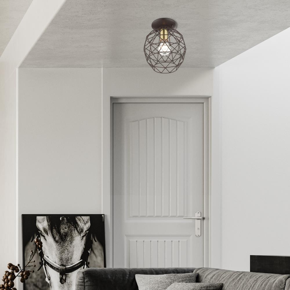Geometrix Bronze Hand-Welded Glass LED Flush Mount
