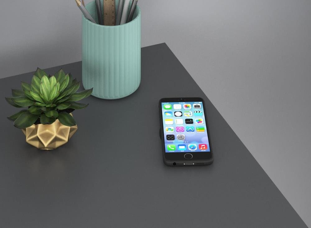 Graphite Gray and Gold Wireless Charging Writing Desk with Drawers
