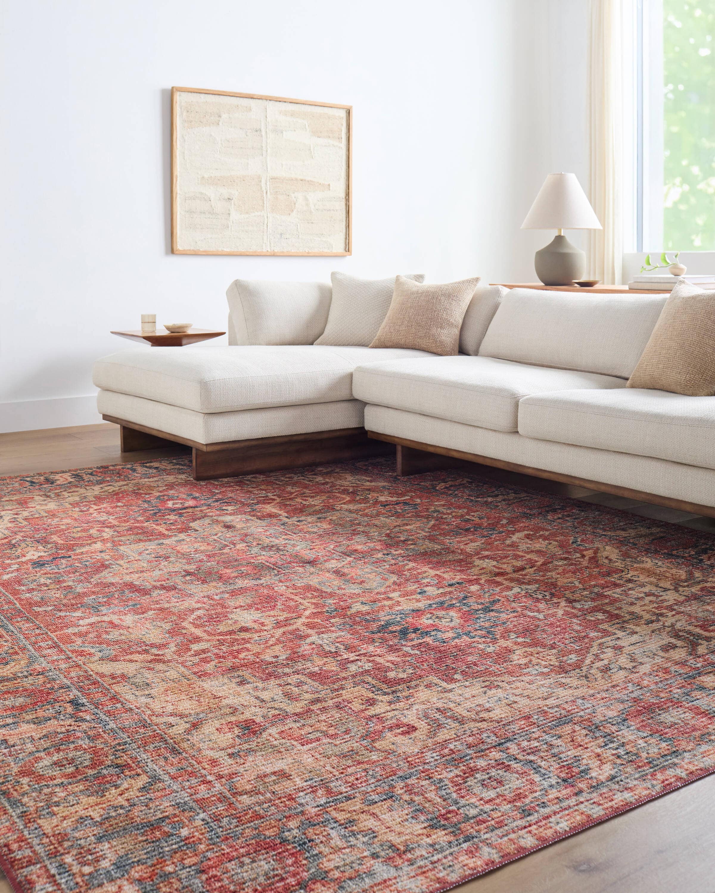 allen + roth 417198 Terra Medallion 8 x 10 (ft) Loomed Polyester Rust Rectangular Indoor Medallion Machine washable Area rug