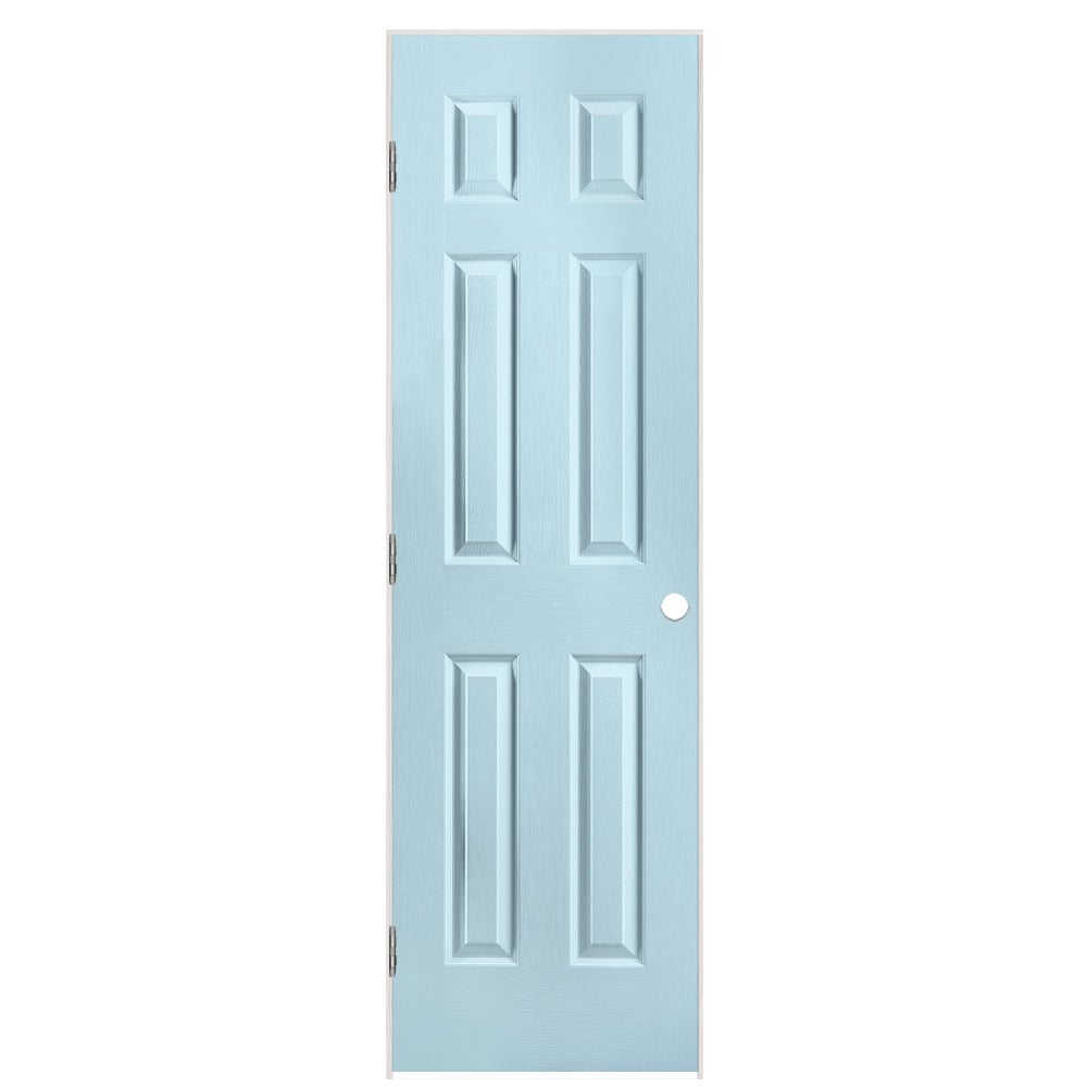 Masonite 1316947 24-in x 80-in Sea Mist Solid core 6-panel Right hand Textured Prefinished Molded composite Flat Jamb Single Prehung Interior Door