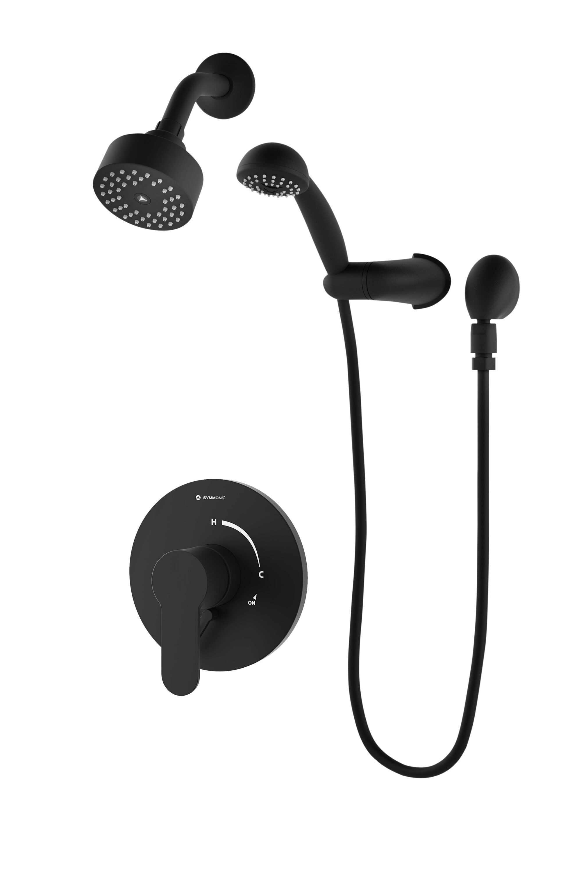 Symmons S6798MB15TRM Identity Matte Black 4-in Dual Head Built-In Shower Faucet System with 2-way Diverter
