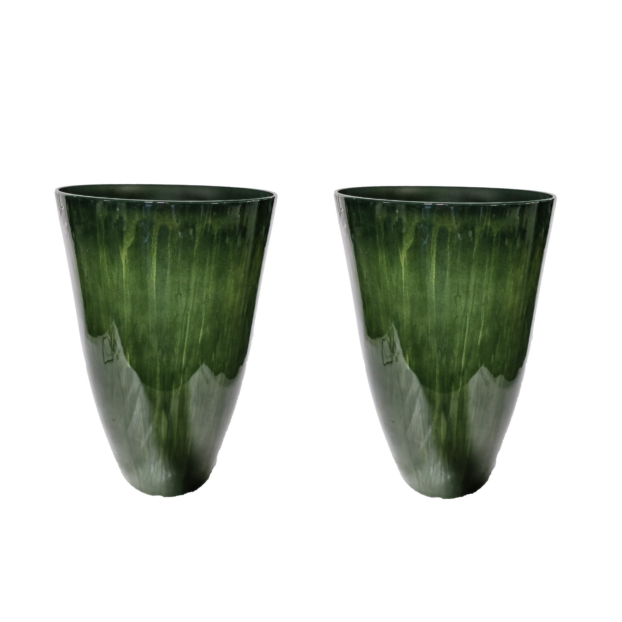 Glitzhome 2022800030 2 -Pack Round 13.75-in W Large Green Plastic Indoor/Outdoor Planter