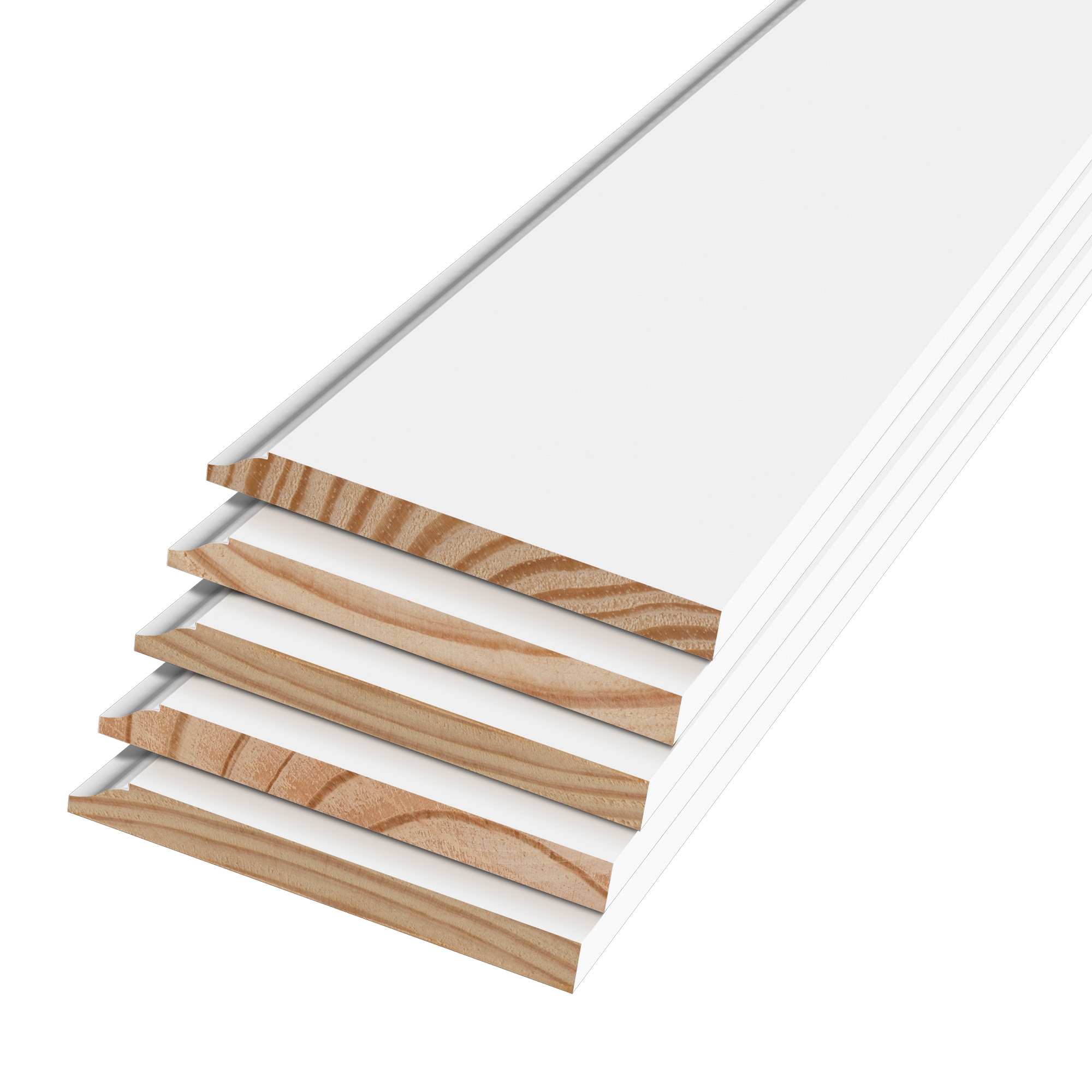  P 618 16 FJPMD 9/16-in x 5-1/4-in x 16-ft Craftsman Primed Pine P618 Baseboard 5 -Pack