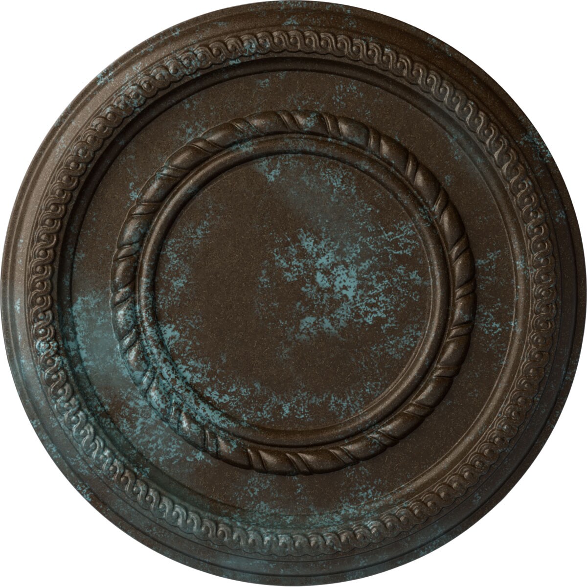 Ekena Millwork CM12FEBBS Federal Roped Small 12.5-in W x 12.5-in L Painted Bronze Blue Patina Polyurethane Whole Ceiling Medallion