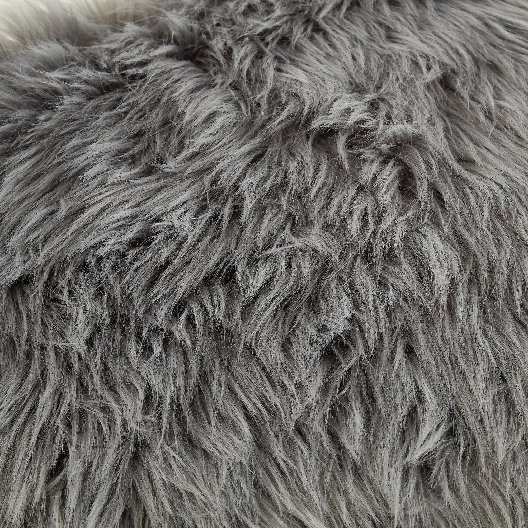 Inspired Home Elora Grey Faux Fur X-Leg Chrome Base Ottoman ...