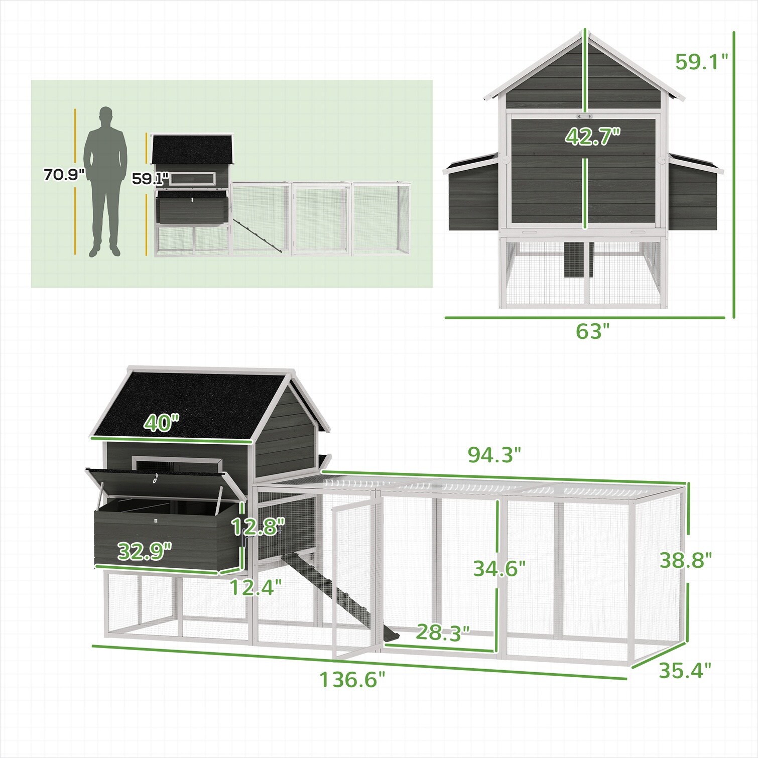 BBabe OXJ5MC37HJ58 Chicken-Coops-Rabbit-Hutches - View #4