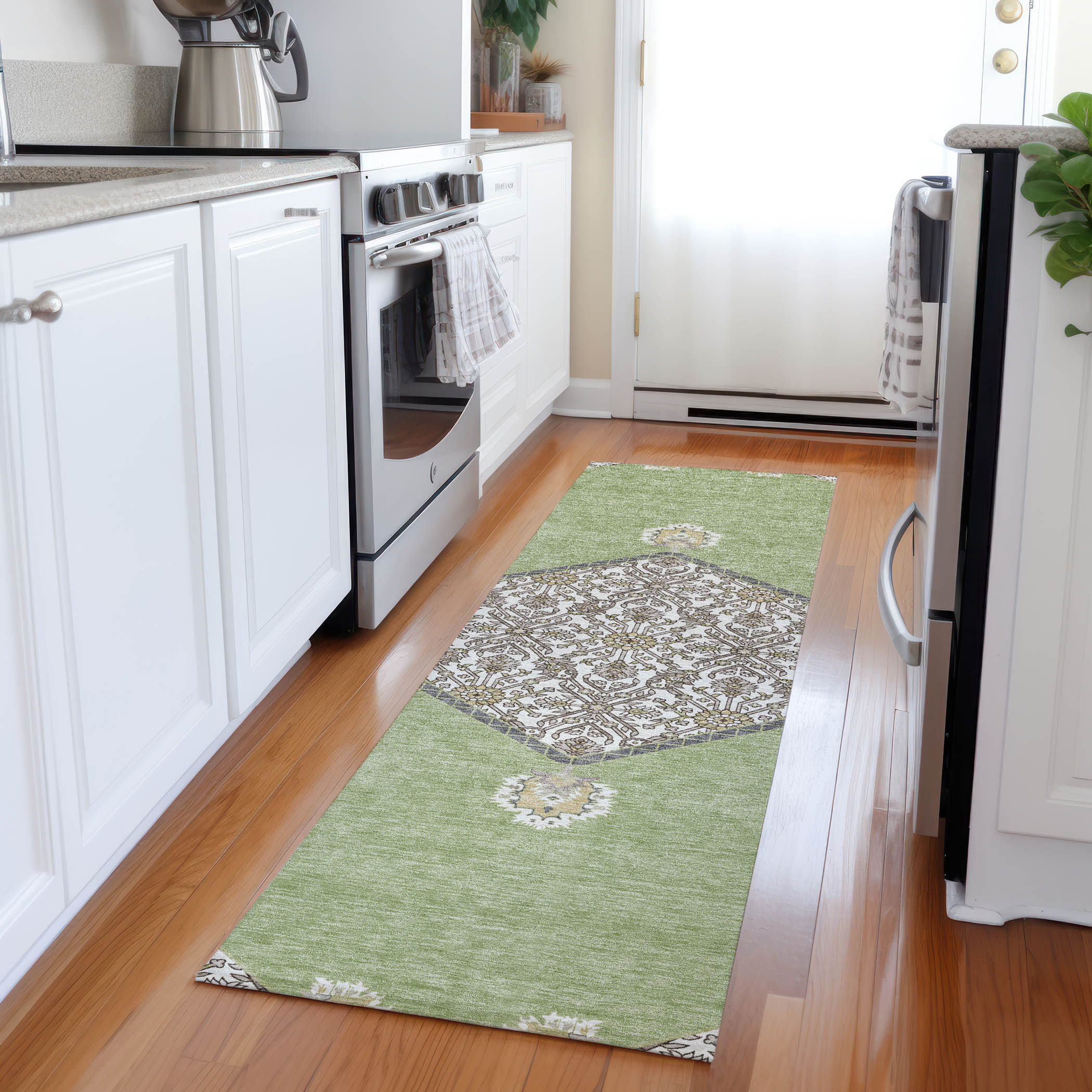 Addison Rugs ACN1011AL2X8 Chantille ACN1011AL 2 x 7 (ft) Polyester Aloe Rectangular Indoor/Outdoor Geometric Machine washable Runner rug