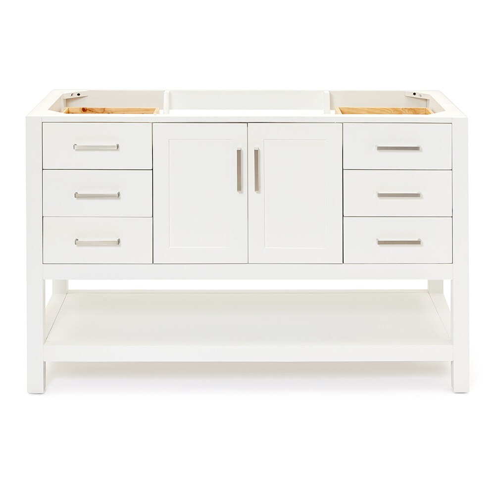ARIEL Magnolia 54-in White Bathroom Vanity Base Cabinet without Top in ...