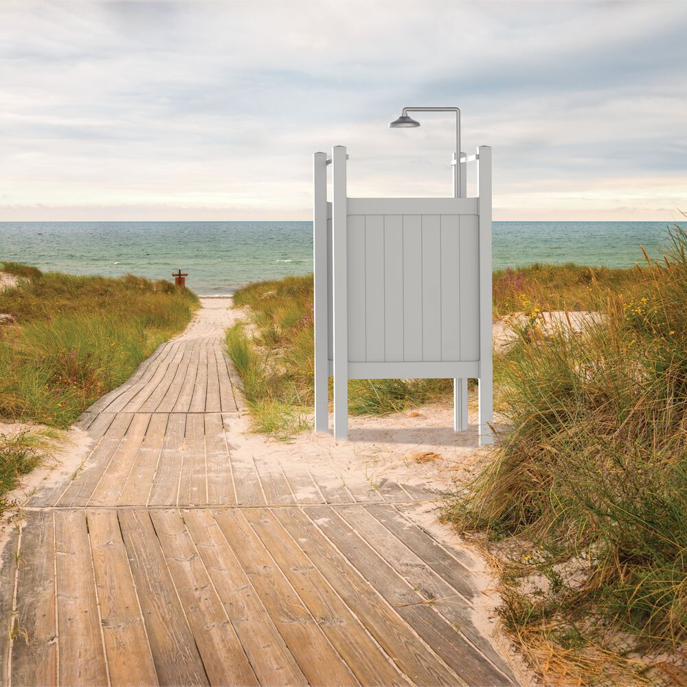 Freedom 58-in x 42.125-in x 1.75-in White One Wall and Hardware in the Outdoor Showers 