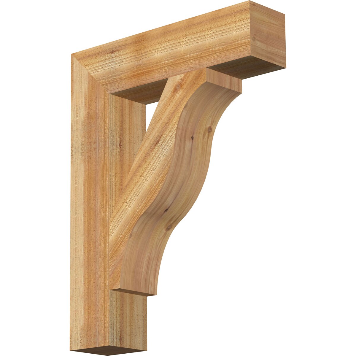 Ekena Millwork BKT06X26X34FST05RWR Funston Block Rough Sawn 6-in x 26-in x 34-in Western red cedar Brown Wood Standard bracket