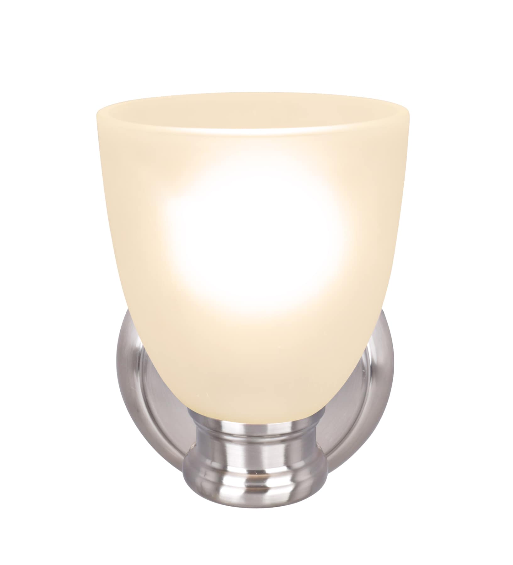 Satin Nickel Frosted Glass Outdoor Wall Sconce, 6" x 8.25"