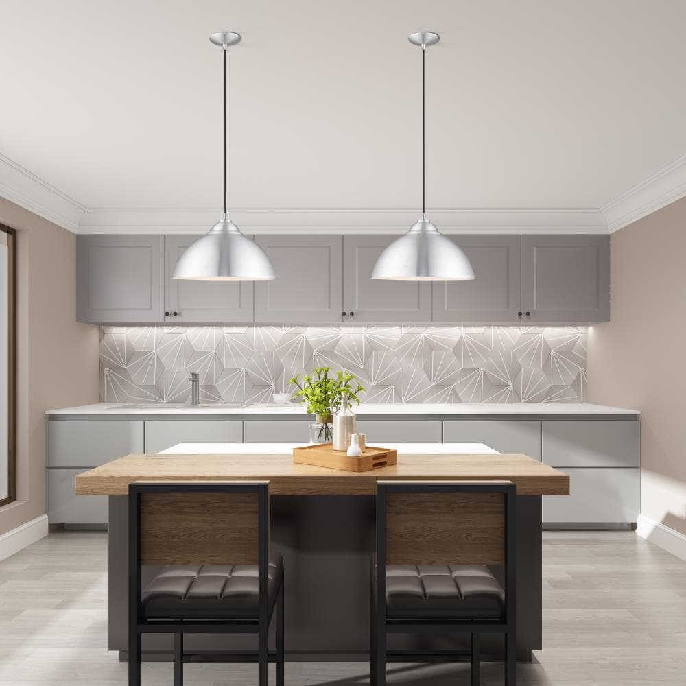 Brushed Aluminum Mini Pendant with White Underside