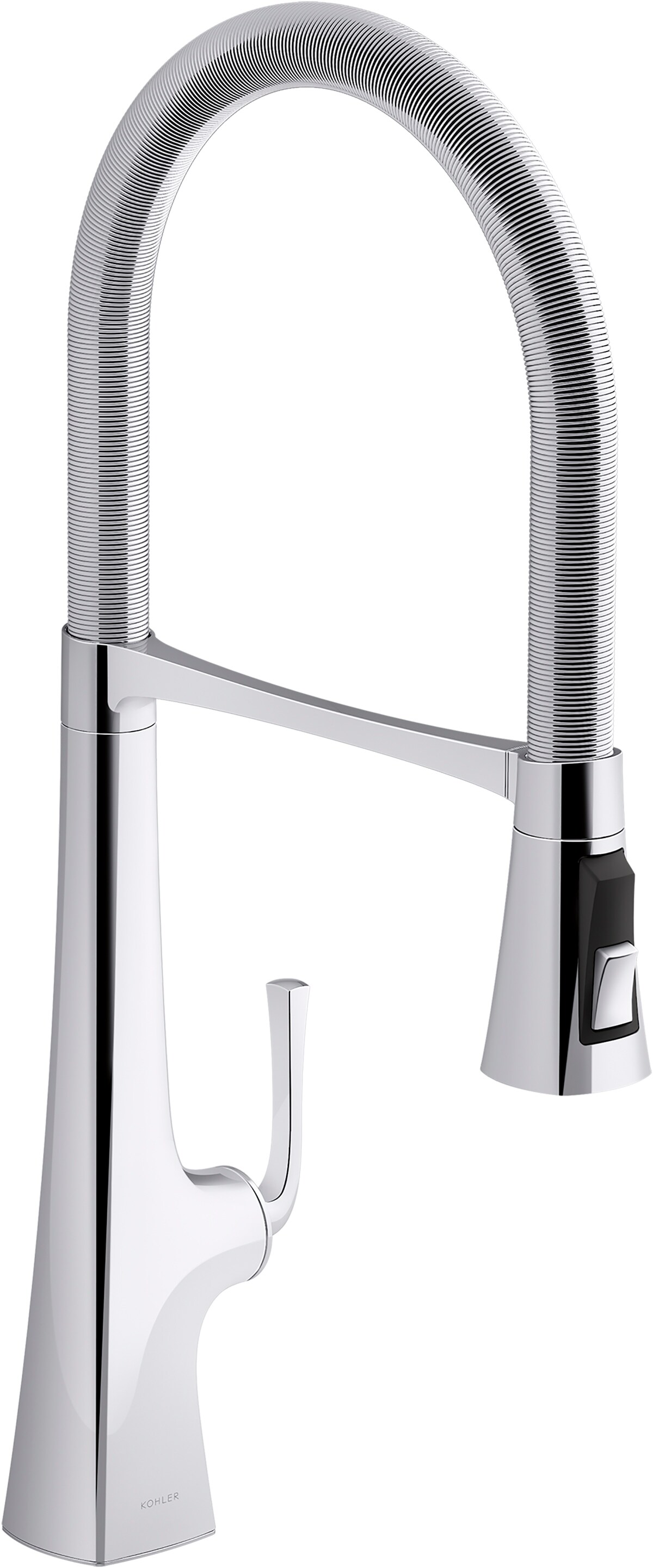 KOHLER K-22060-CP Graze Pre-Rinse Spring Polished Chrome Single Handle Deck-mount Kitchen Faucet with Sprayer