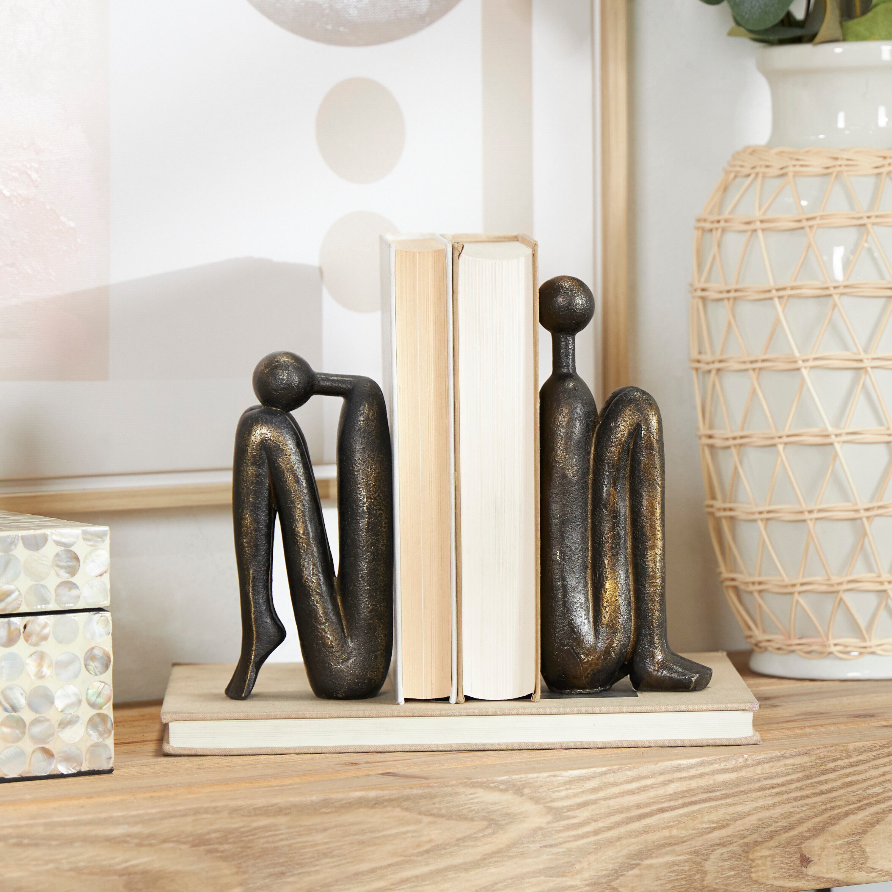 The Novogratz 820830 2 -Pack Bronze Stone Modern Decorative bookends