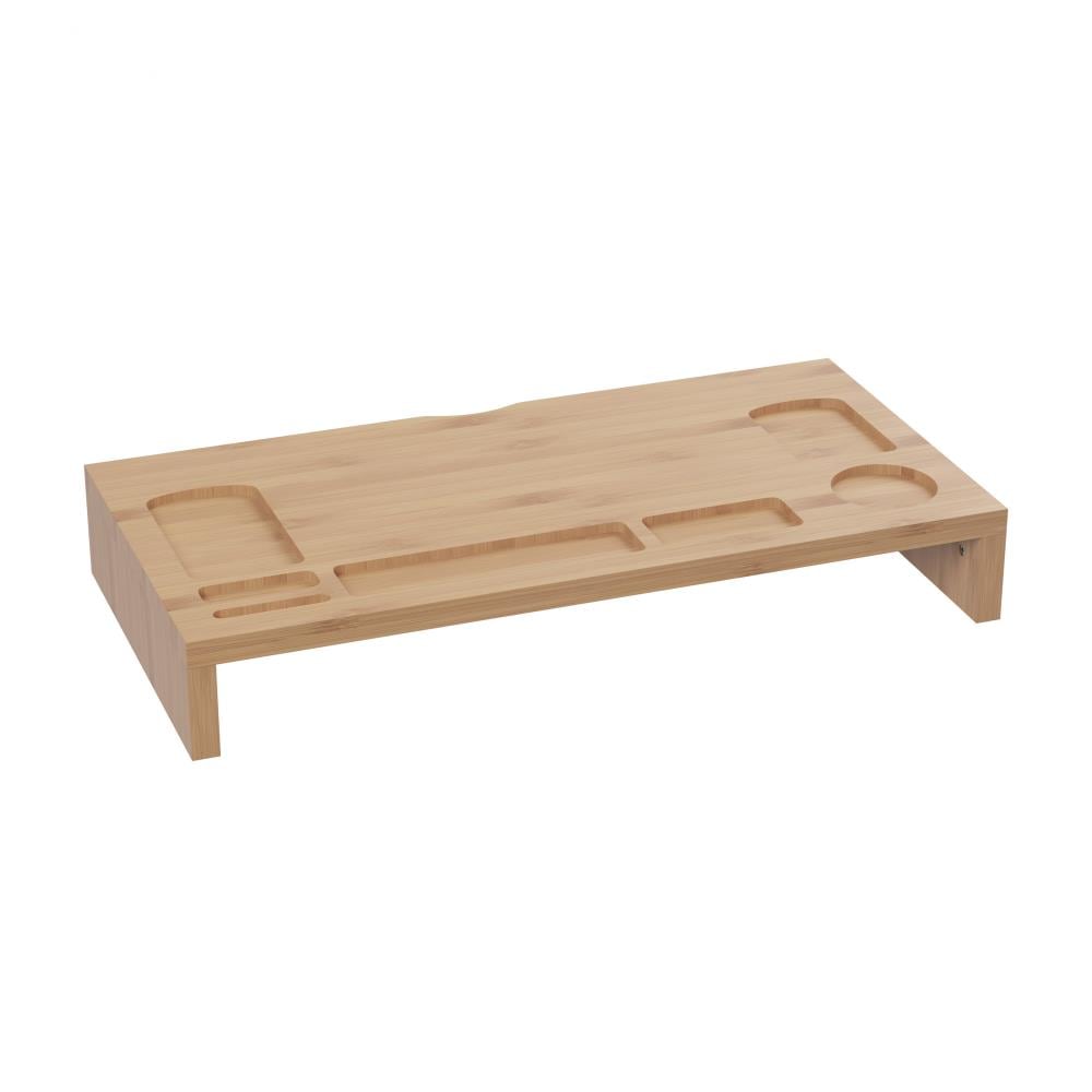 Hastings Home 811251STU  Bamboo Monitor Stand- Computer Desk Organizer and Laptop Riser In Natural Wood Finish
