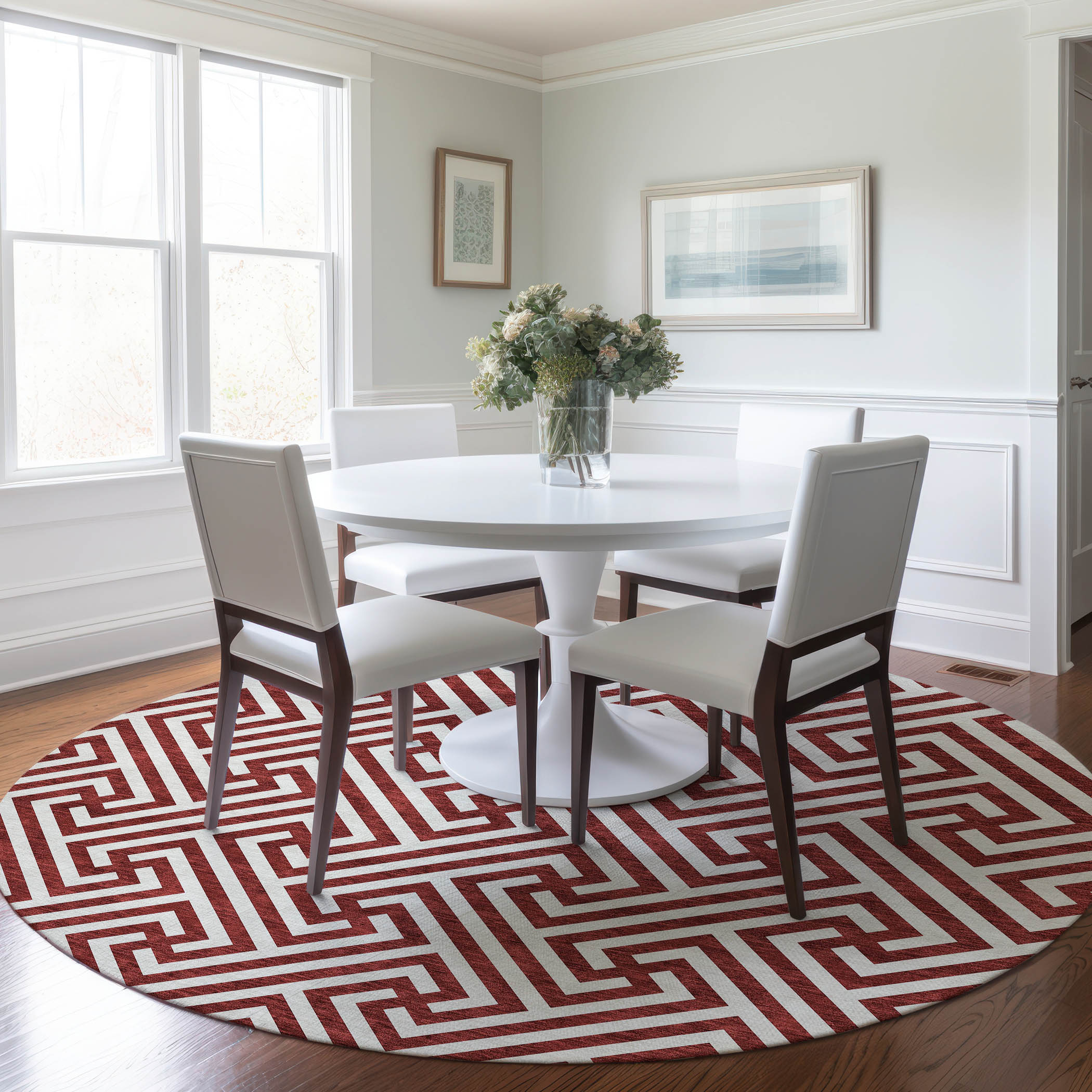 Addison Rugs ACN731MM8RO Chantille ACN731MM 8 x 8 (ft) Polyester Merlot Round Indoor/Outdoor Geometric Machine washable Area rug