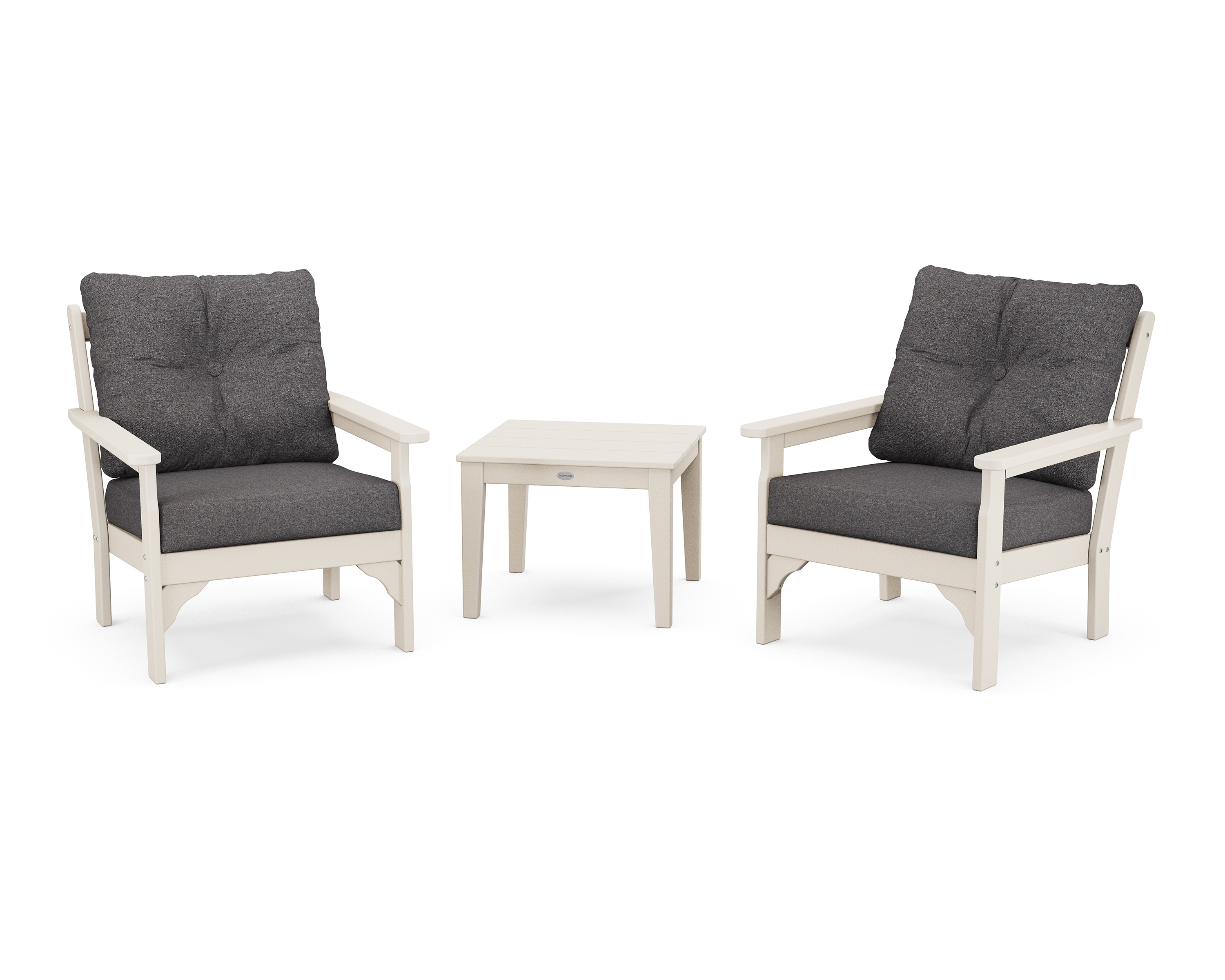 POLYWOOD PWS402-2-SA145986 Vineyard 3 -Piece Patio Conversation Set with Brown Revolution Cushions