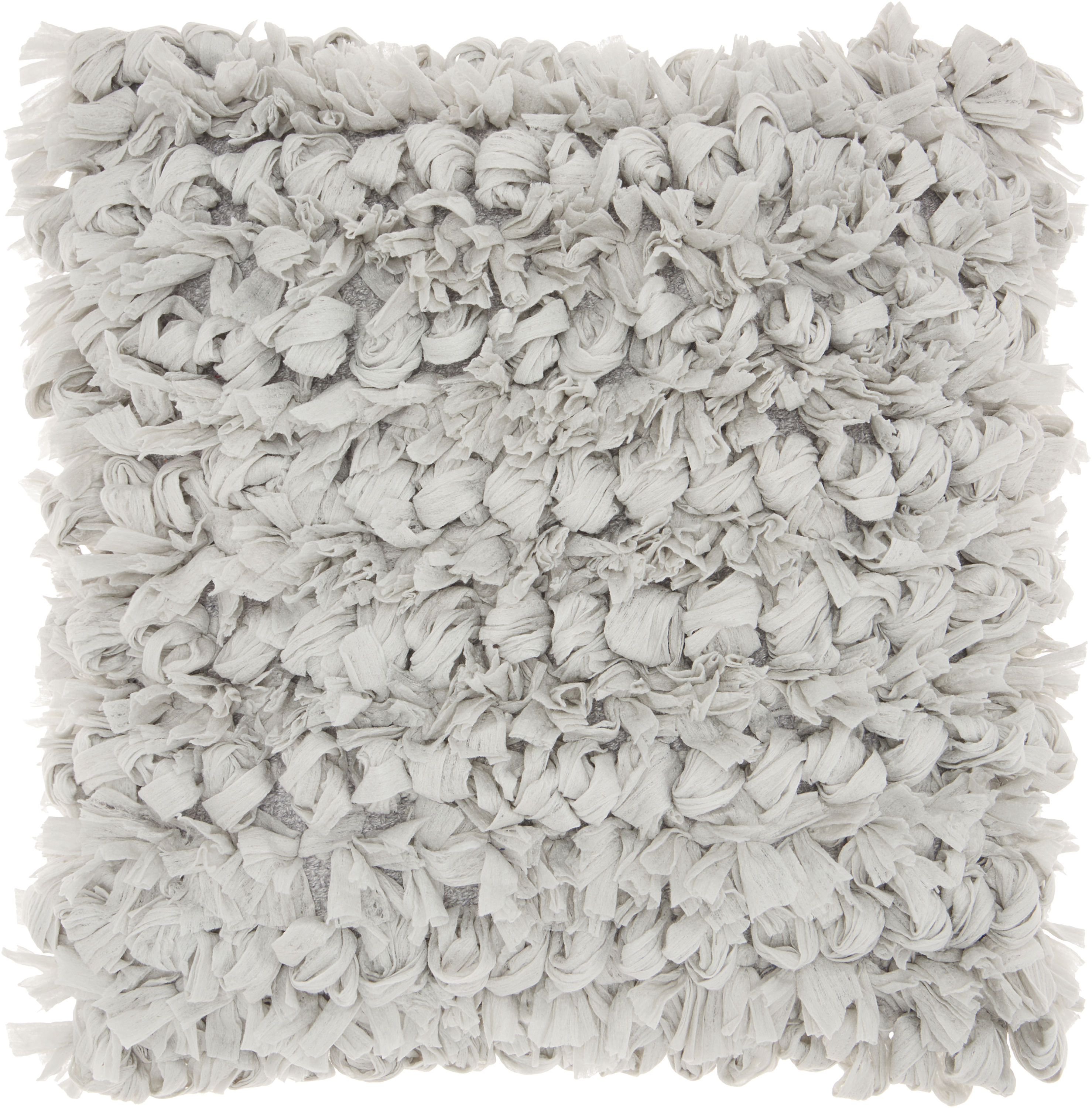 Mina Victory 798019046613 Shag 20-in x 20-in Gray Square Indoor Decorative Pillow