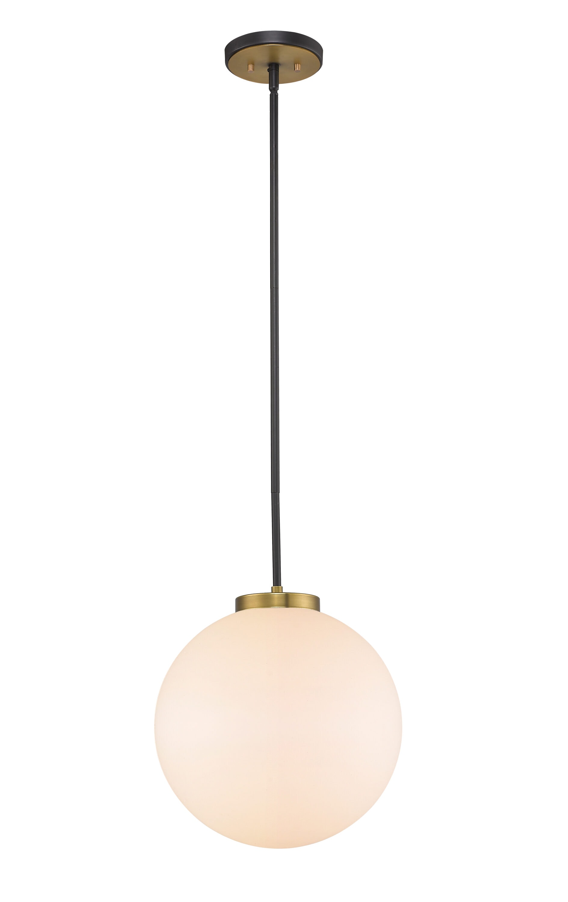 Z-Lite 477P14-MB-OBR Parsons Matte Black + Olde Brass Transitional Opal glass Globe Medium Hanging Pendant light