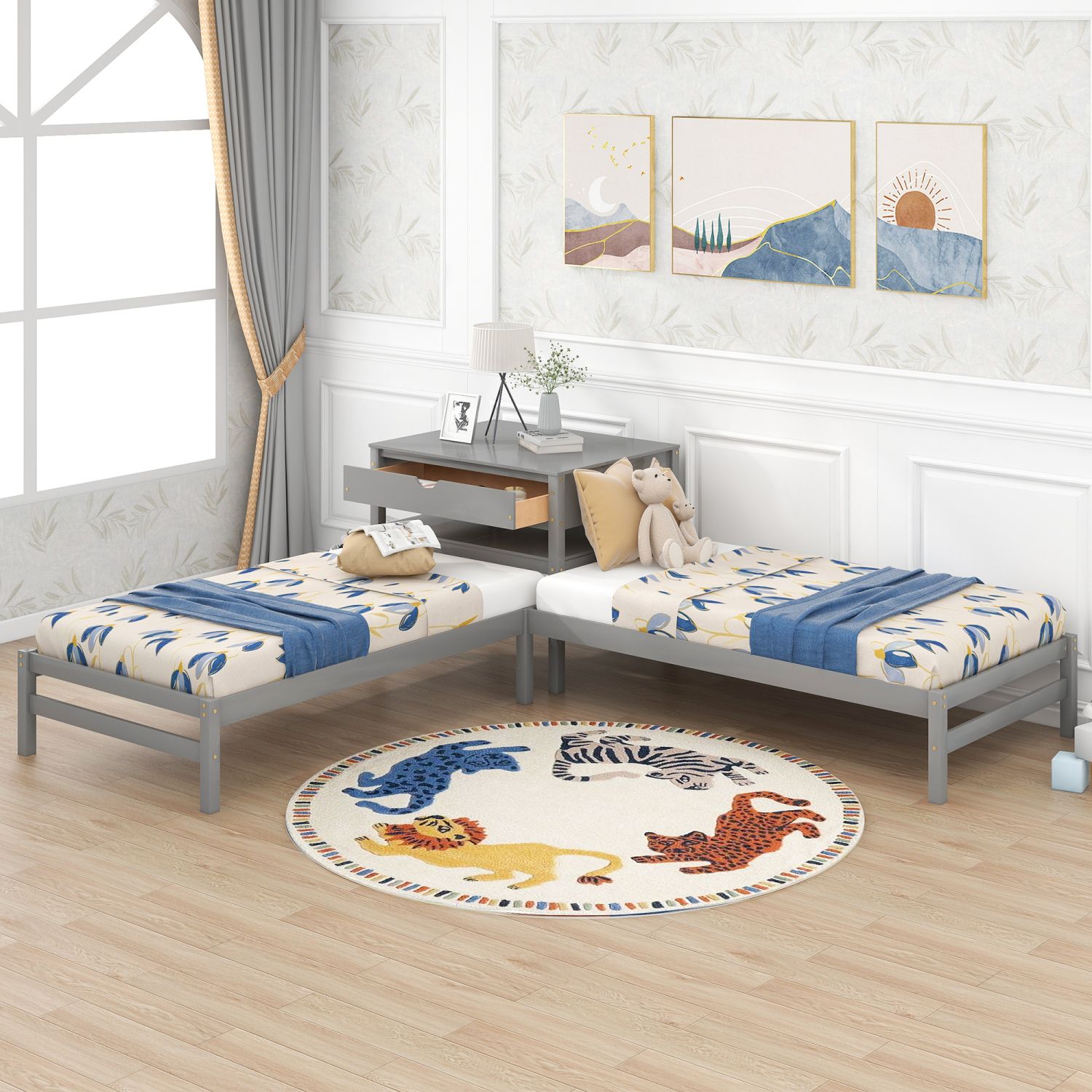 JASMODER GX000407AAE Gray Twin Composite Platform Bed