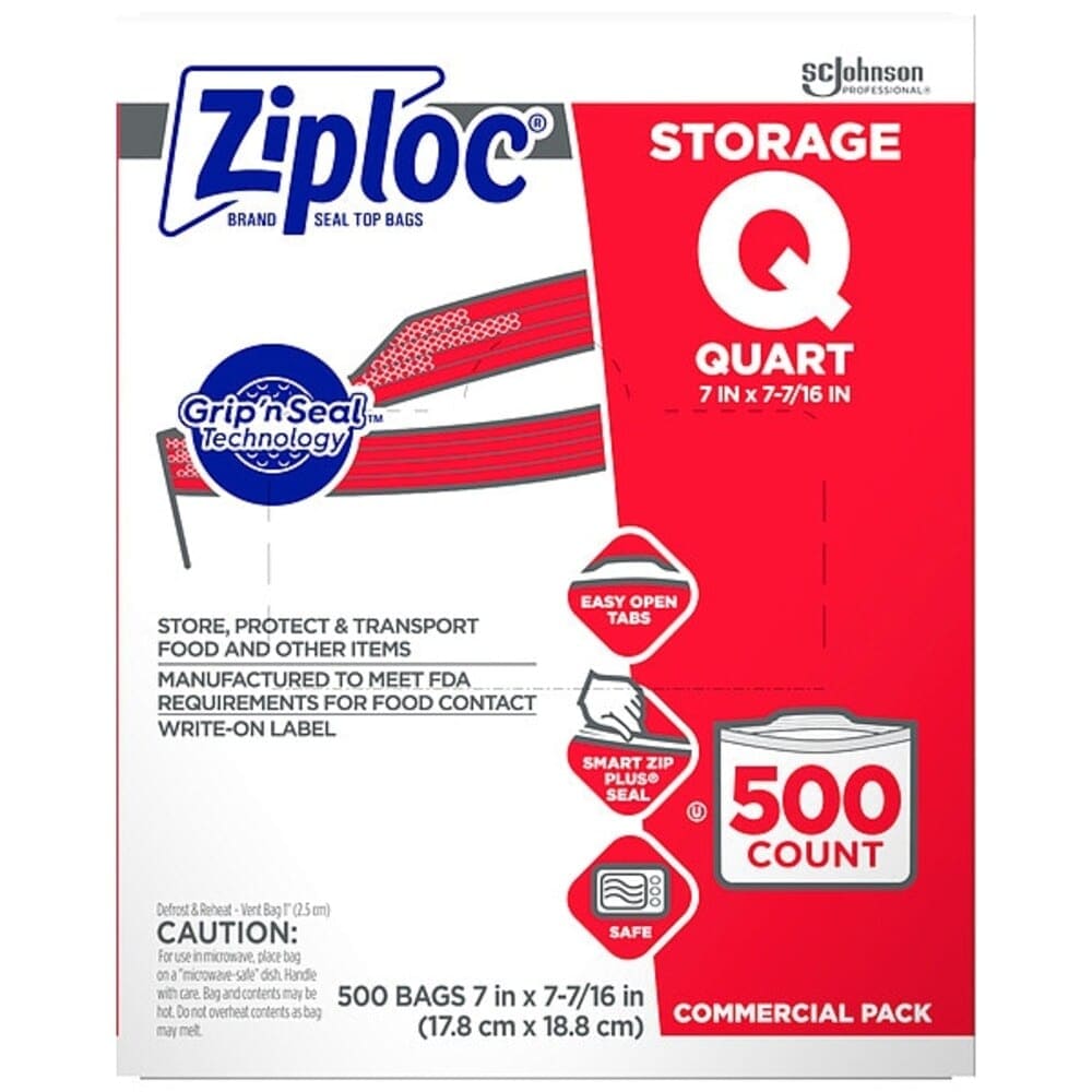 Ziploc  Reclosable Poly Bag Double Zip Seal 7-7/16 x 7 1.75 mil Thickness Clear 500PK 364899