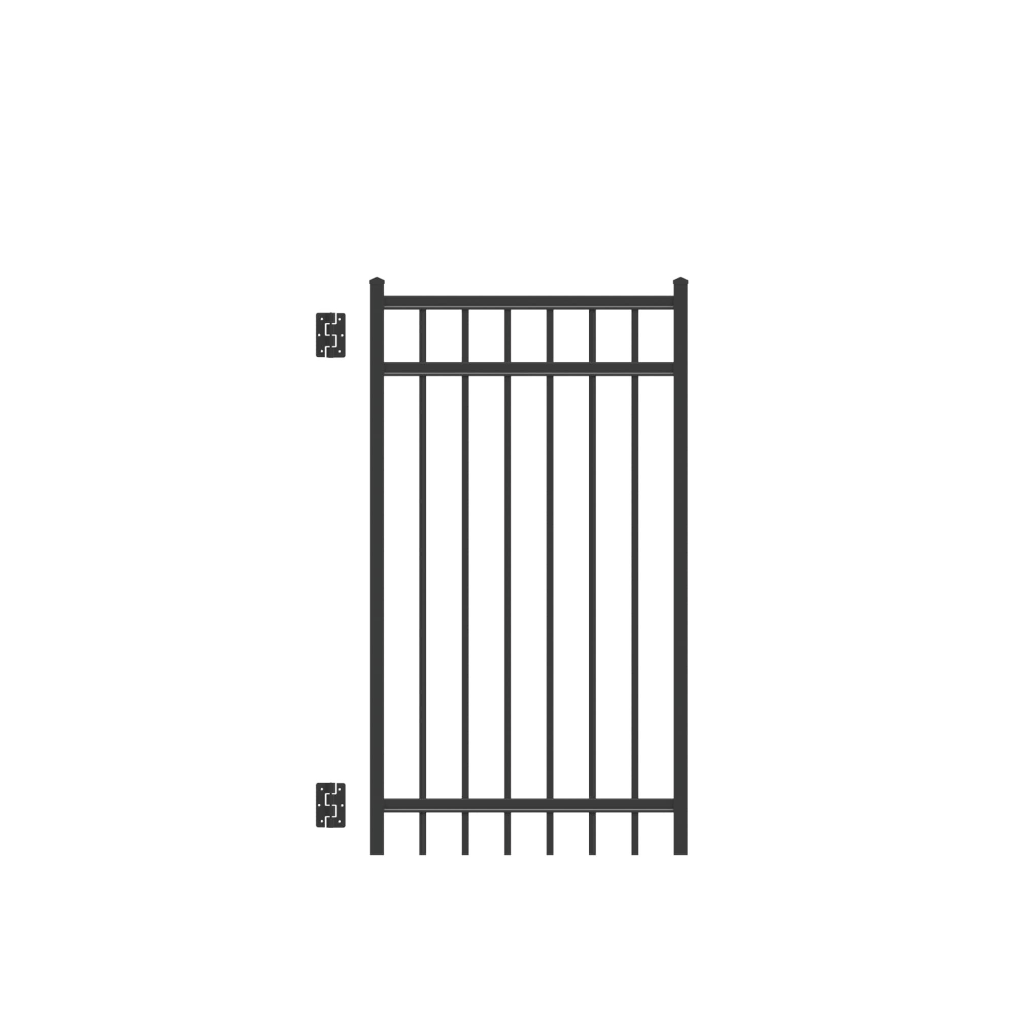 Freedom 73010317 New Haven 5-ft H x 3-ft W Black Aluminum Decorative Walk-thru Spaced picket Fence gate