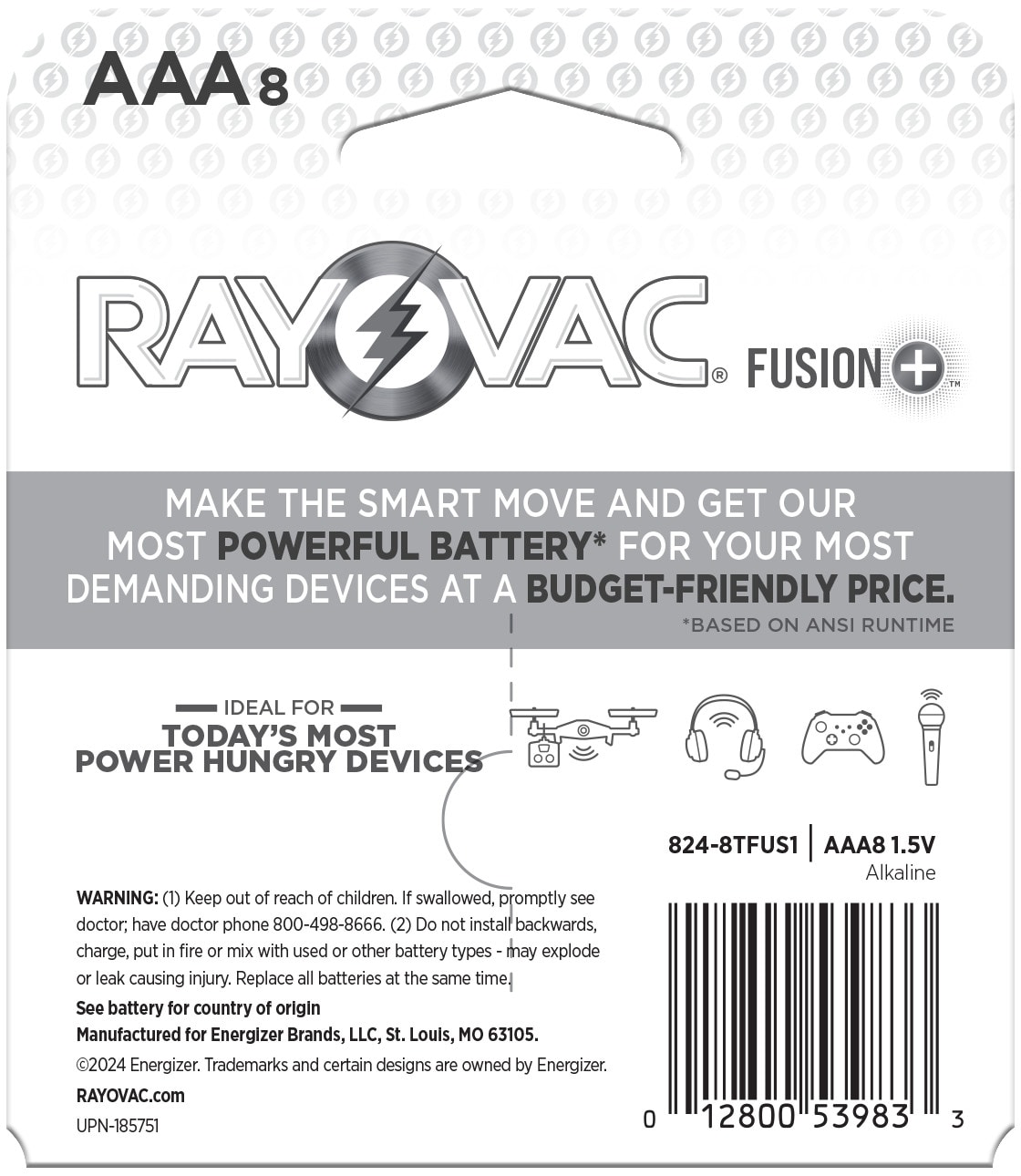 Rayovac 824-8TFUSJ Aaa-Batteries - View #2