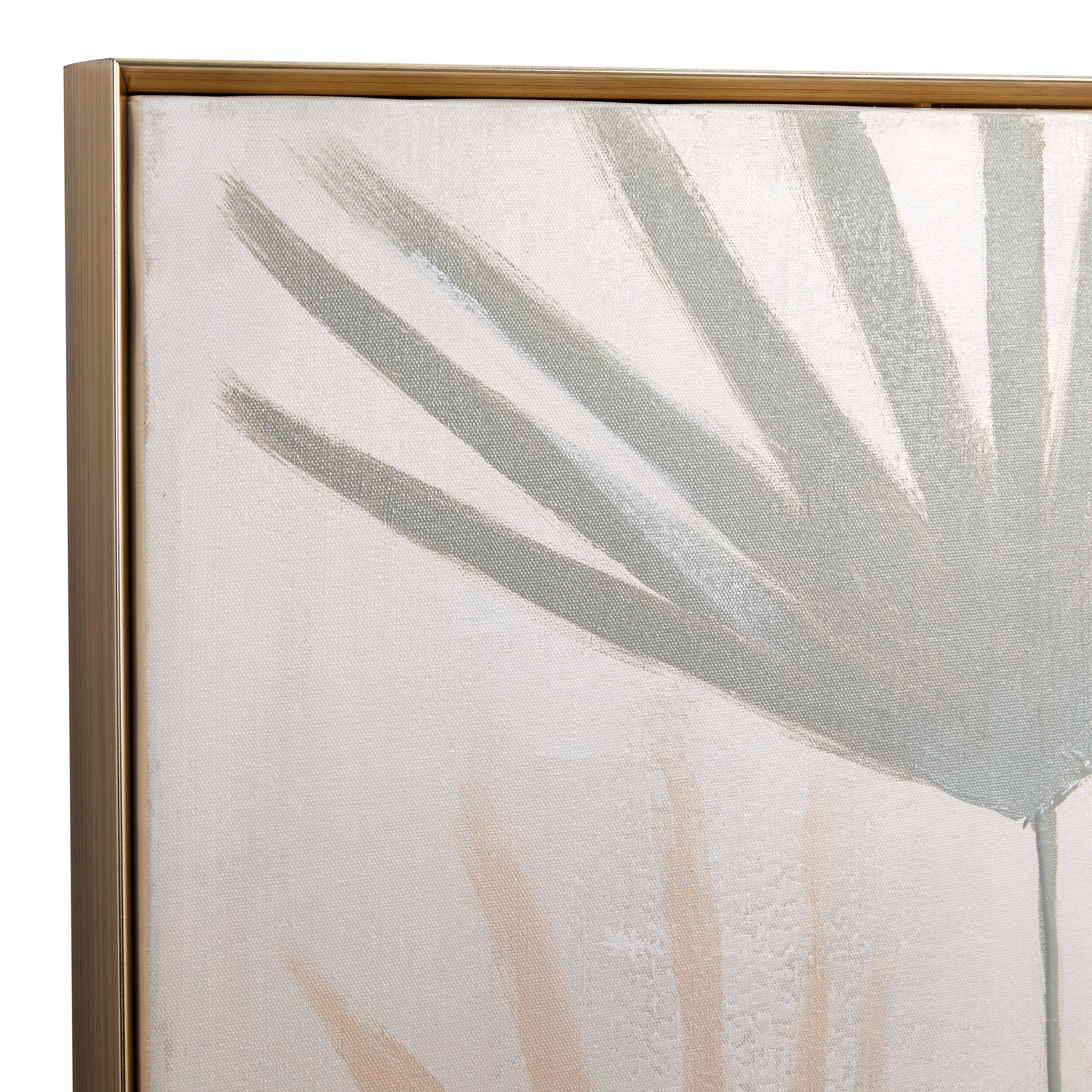 Gold Framed Palm Leaf Canvas Wall Art Set