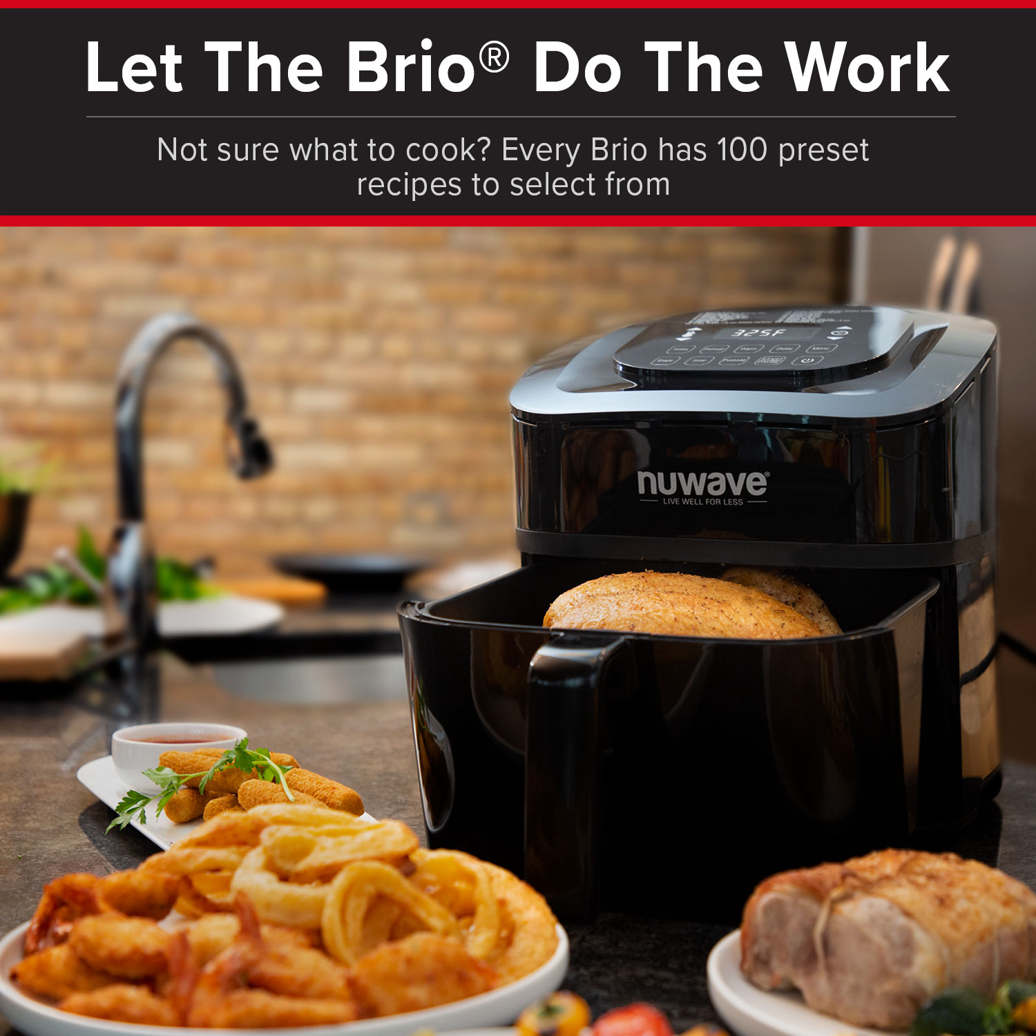 Brio 8 qt. Black Digital Air Fryer with Probe