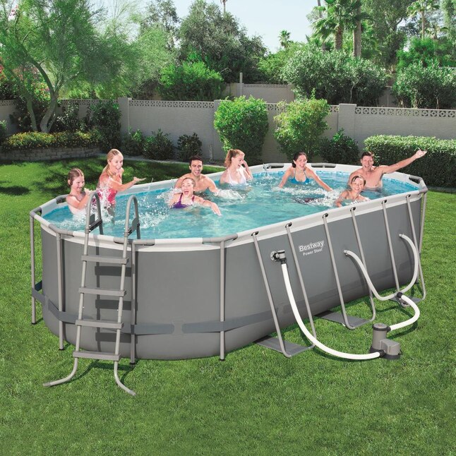 8 1 Ft X 48 In Oval Above Ground Pool, Metal Above Ground Pools Oval
