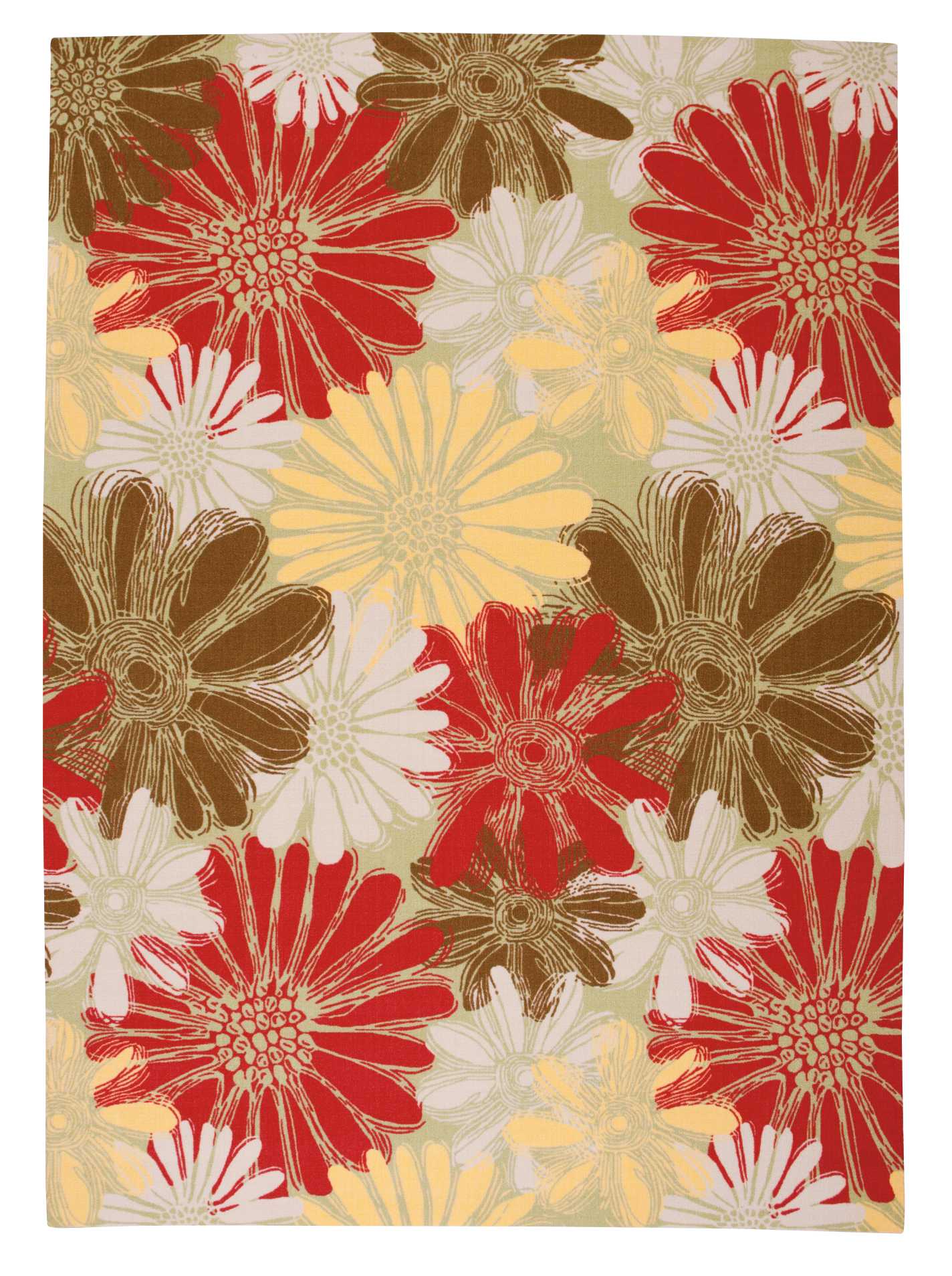 Whimsical Gerbera Daisy Green Floral 7'9" x 10'10" Outdoor Rug