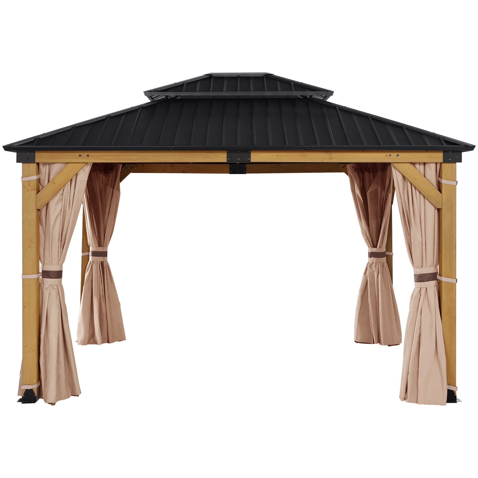 StarEcho W1234D1012-GRY 11.9-ft x 10.1-ft Black/Yellow Gazebo with Hardtop Roof